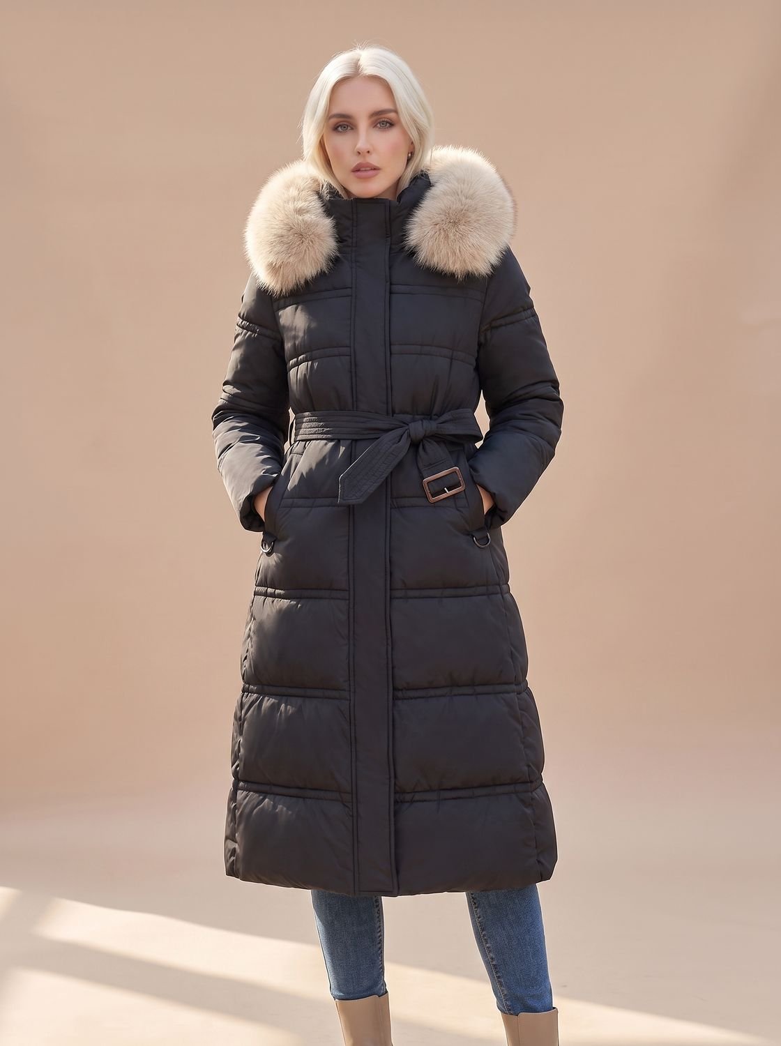 Women's Belt-Detail Mid-Calf Puffer Coat – view 5