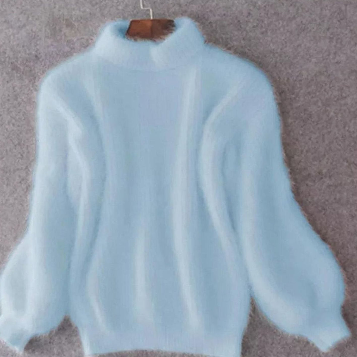 Women's Fuzzy Angora-Blend Roll-Neck Knit Pullover – Blue