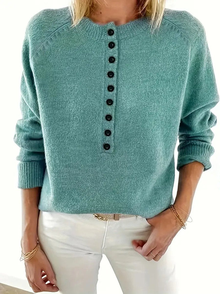 Women's V-Neckline Half-Button Knit Pullover – view 2