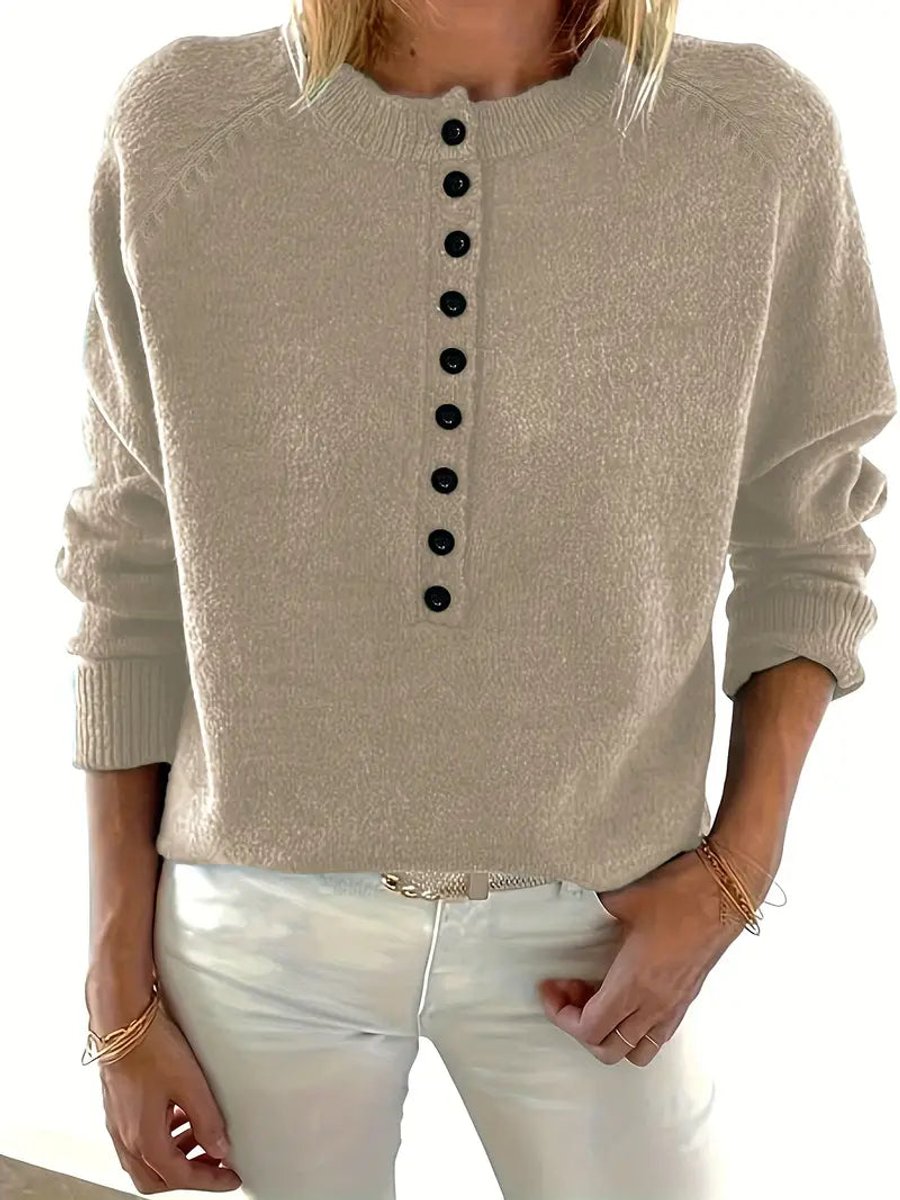 Women's V-Neckline Half-Button Knit Pullover – view 5