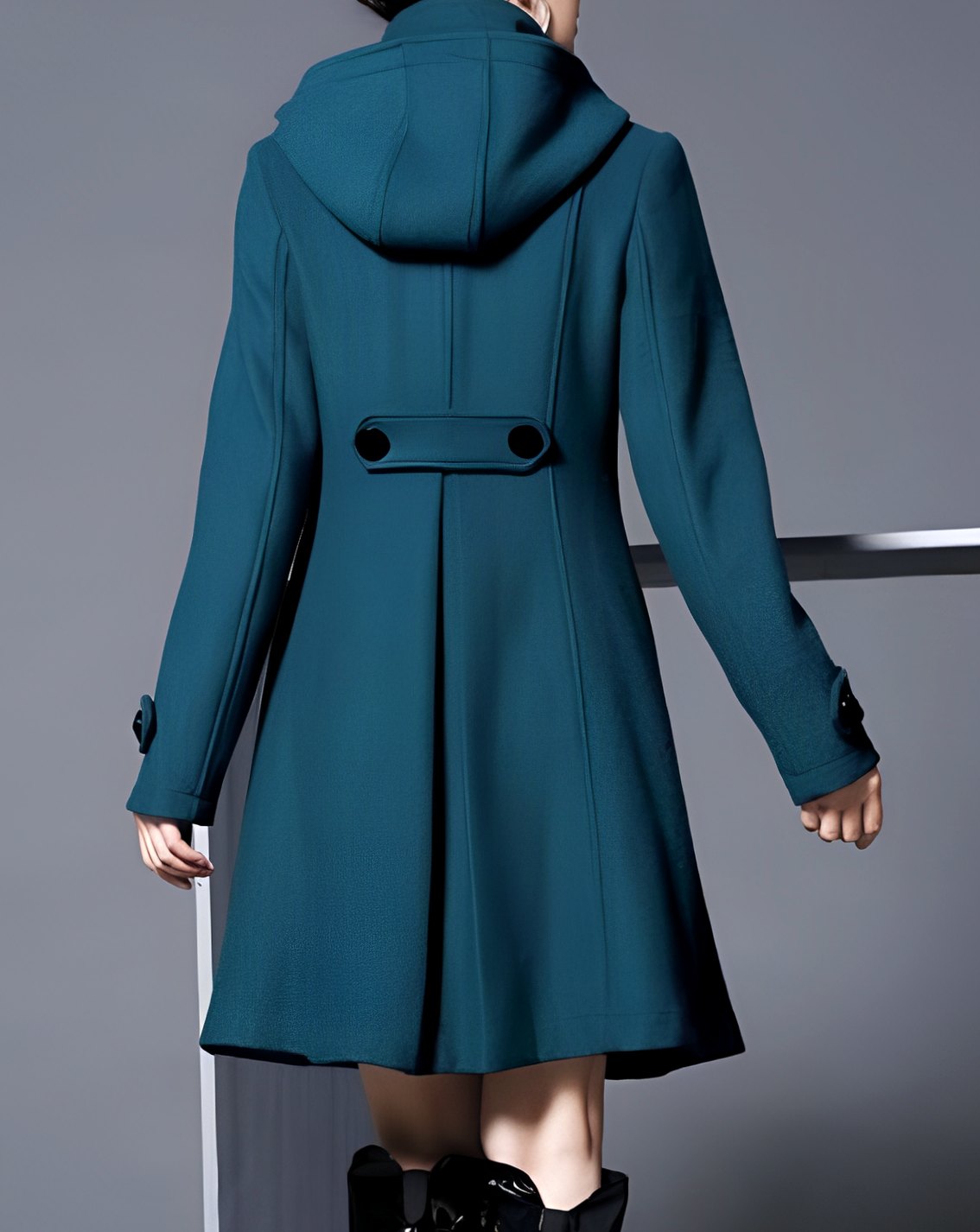Women's Hood-Detail Double-Breast Flare Coat – view 2