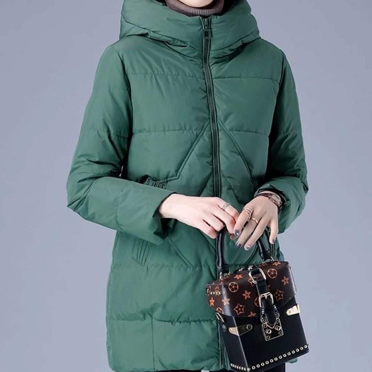 Women's Mid-Length Quilted Coat – Green