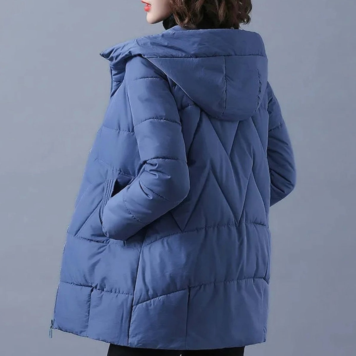 Women's Mid-Length Quilted Coat – Blue