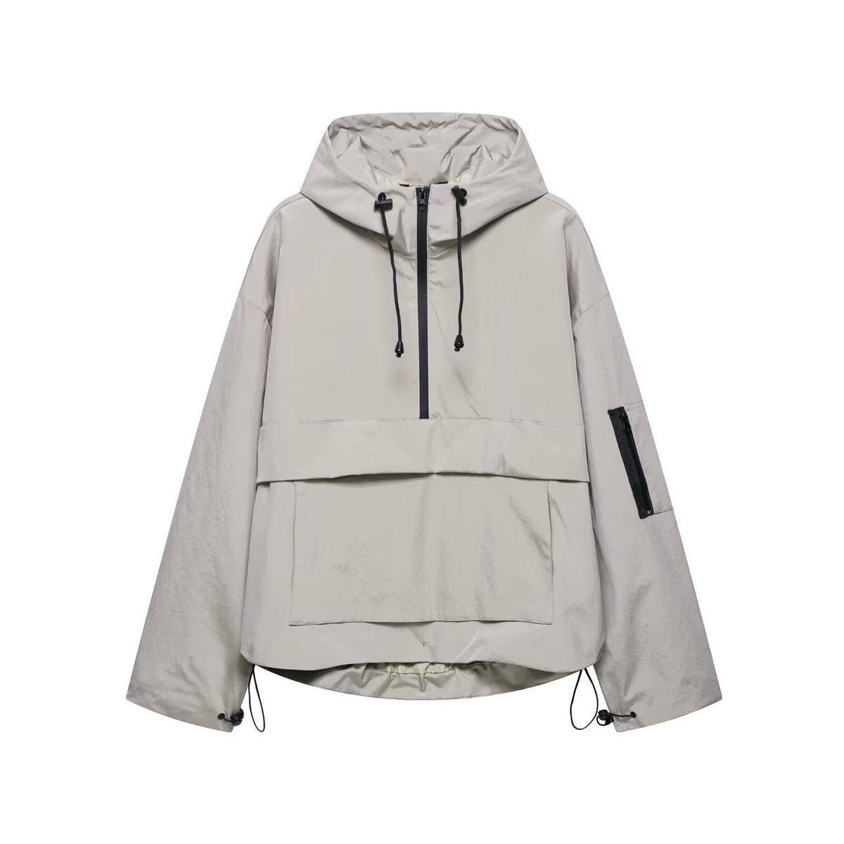 Women's Padded Half-Zip Pullover Jacket – Gray