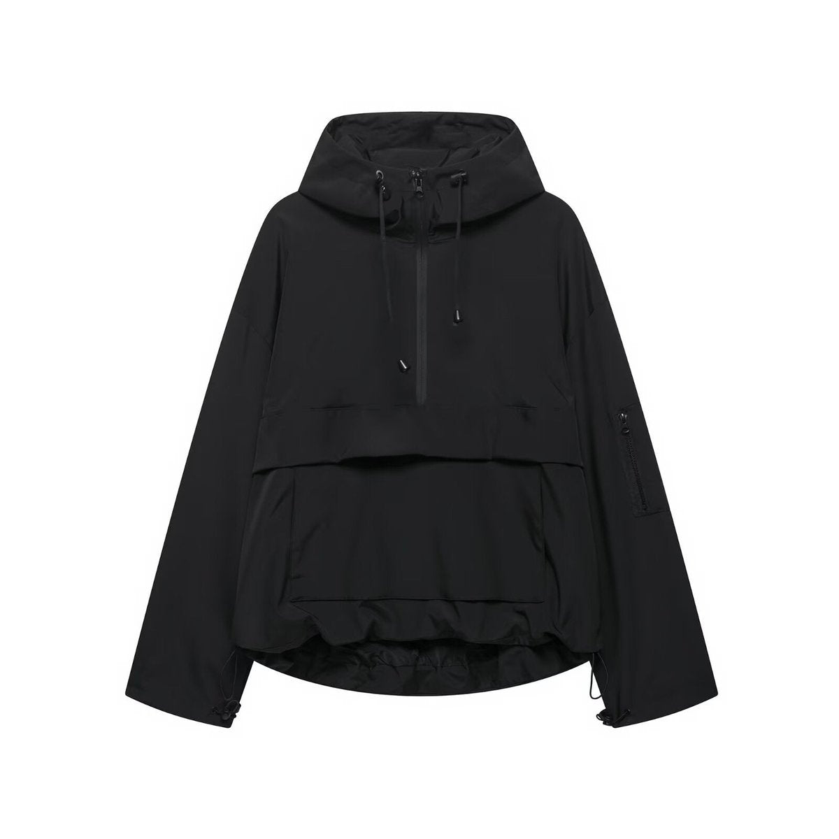 Women's Padded Half-Zip Pullover Jacket – Black