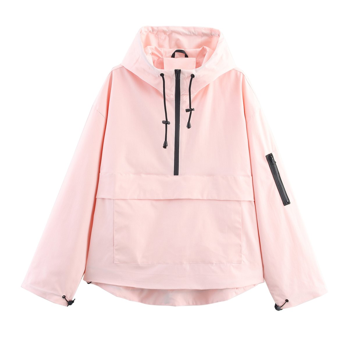 Women's Padded Half-Zip Pullover Jacket – Light Pink