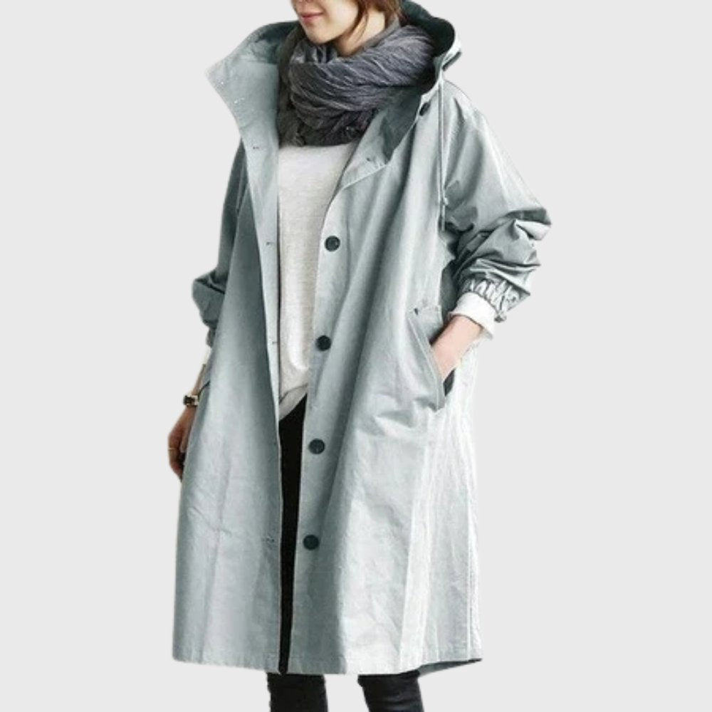 Women's Hood-Detail Weatherproof Trench Coat – Light Blue