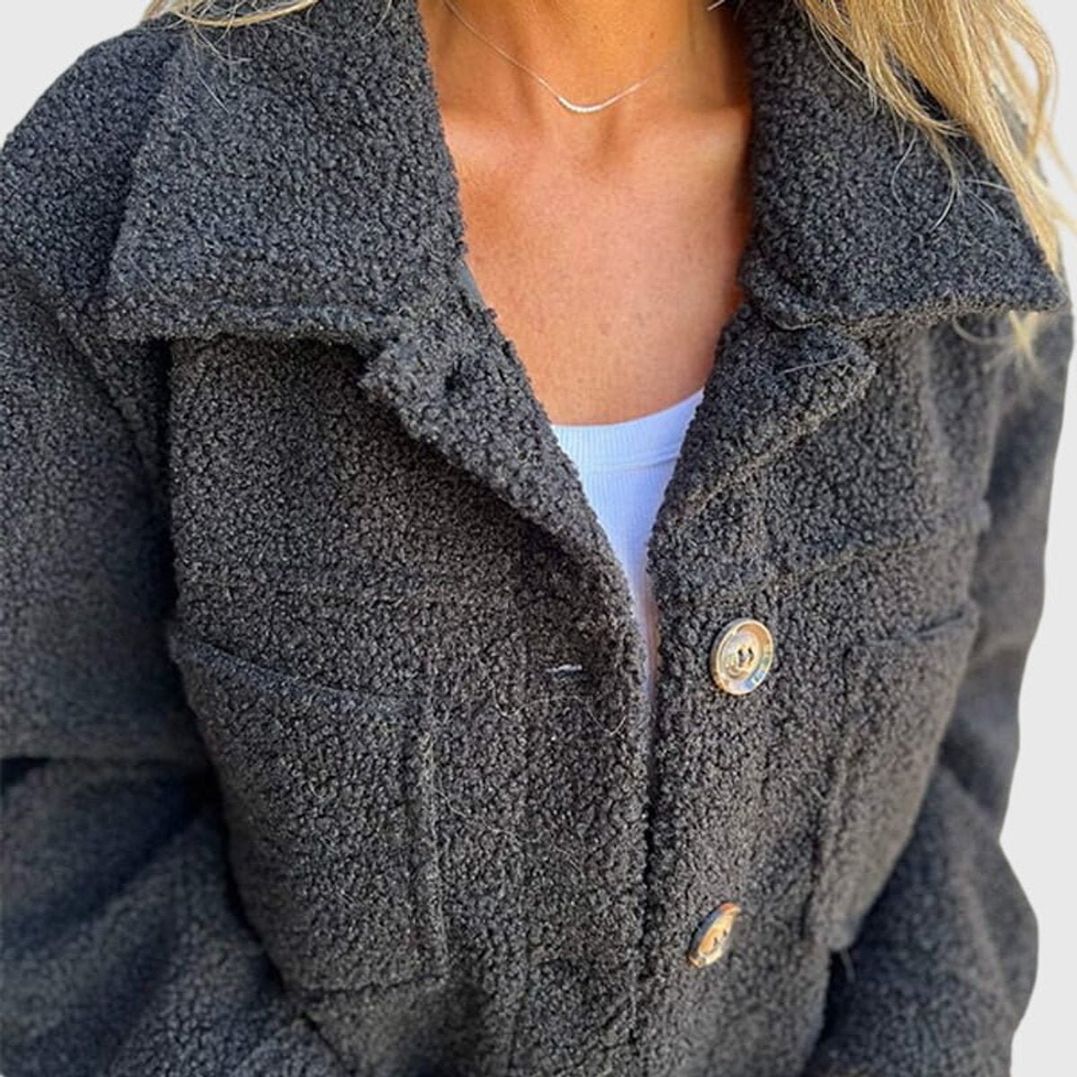 Women's Sherpa Fleece Button-Front Jacket for Winter – view 7