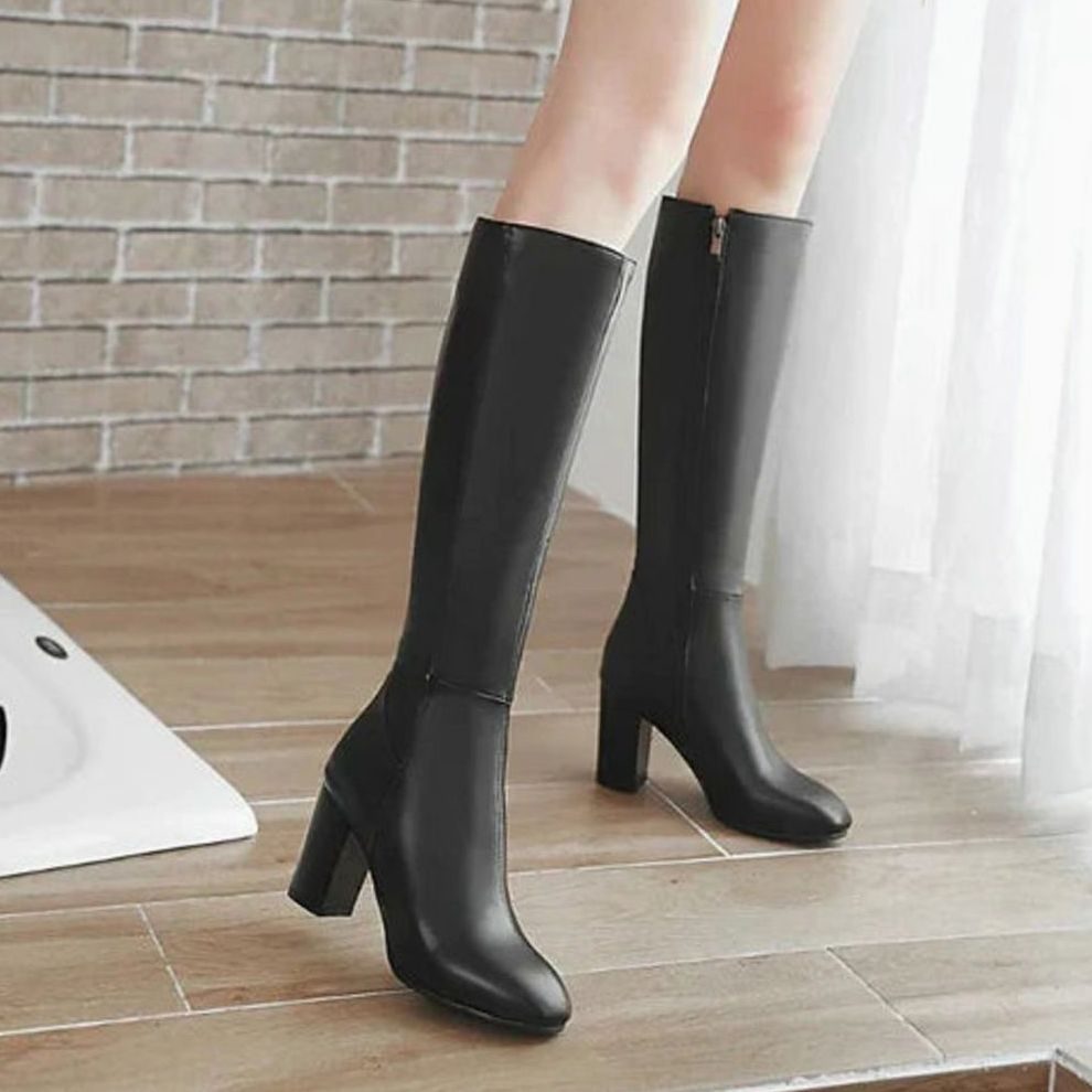 Women's Knee-High Block-Heel Side-Zip Boots for Evening Wear – view 1
