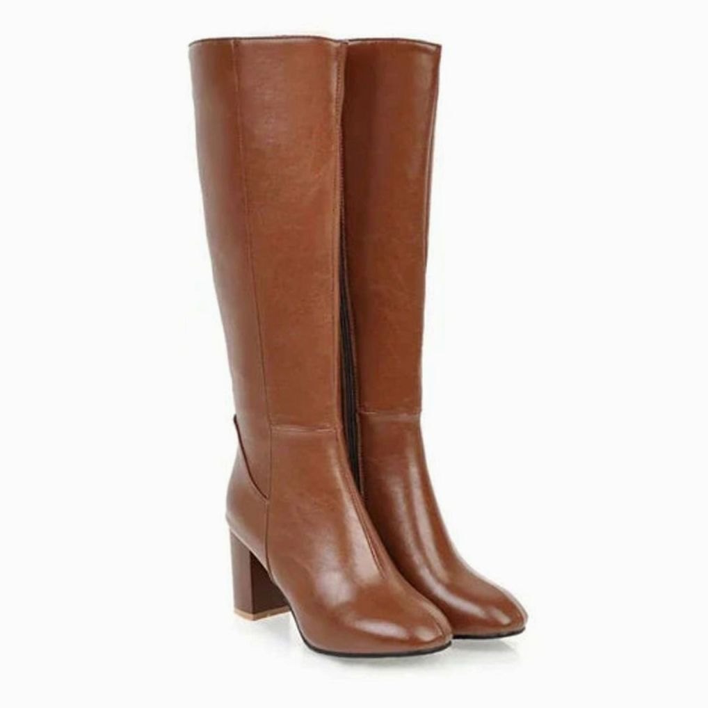 Women's Knee-High Block-Heel Side-Zip Boots for Evening Wear – view 3
