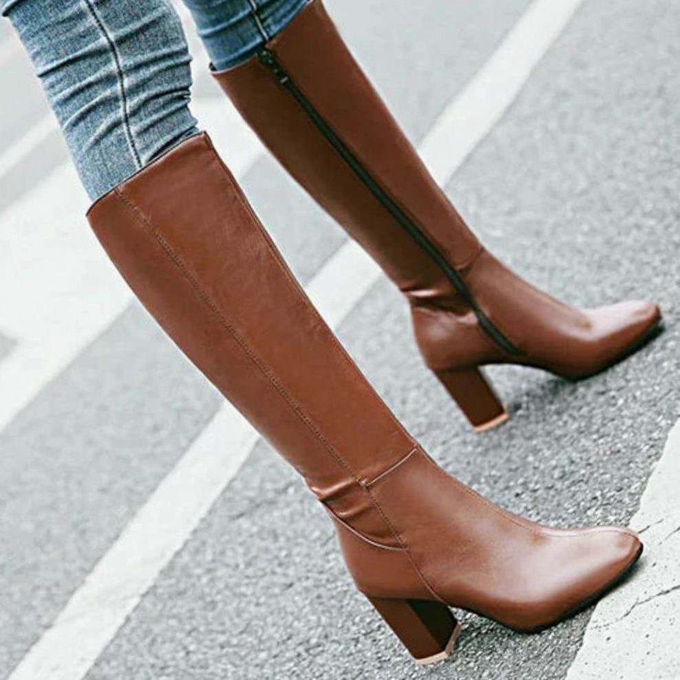Women's Knee-High Block-Heel Side-Zip Boots for Evening Wear – view 4