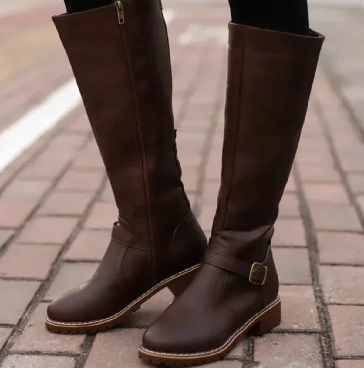 Women's Block-Heel Leather Riding Boots for Evening Wear – view 3