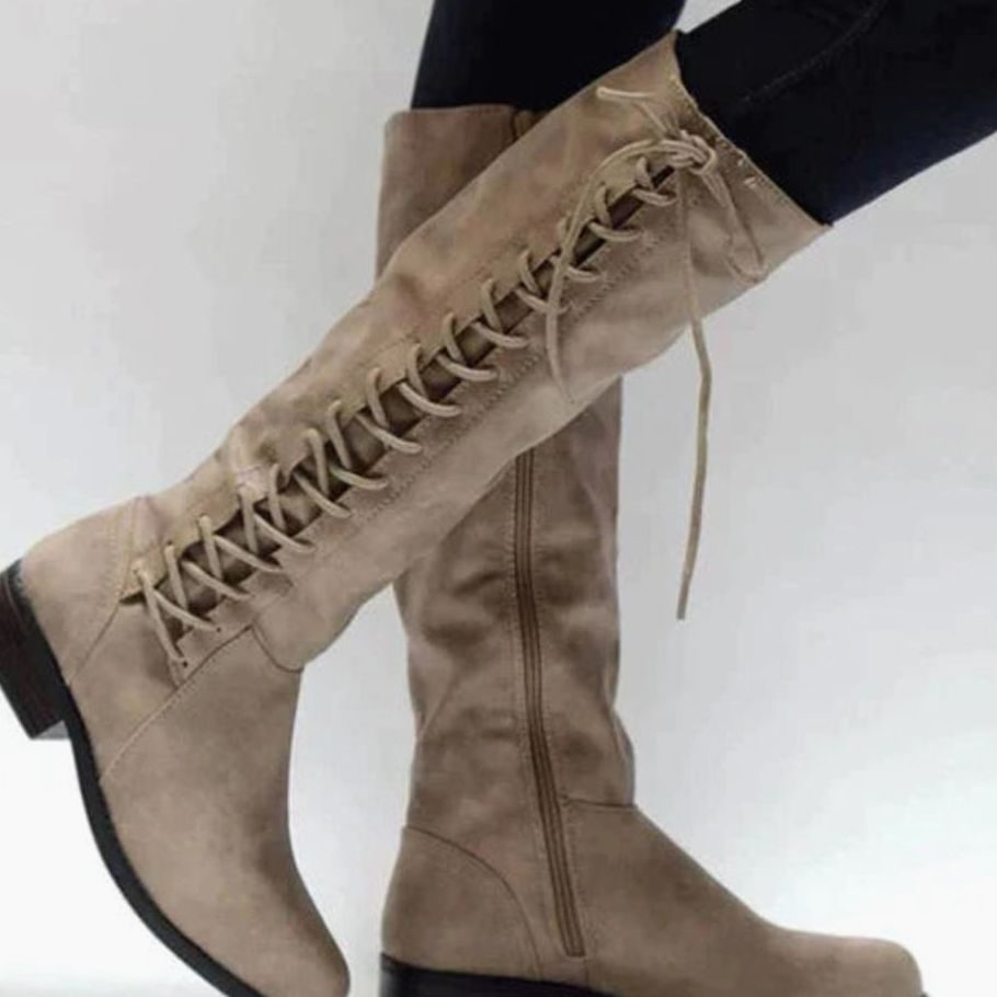 Women's Knee-High Laced Side-Zip Riding Boots – view 3
