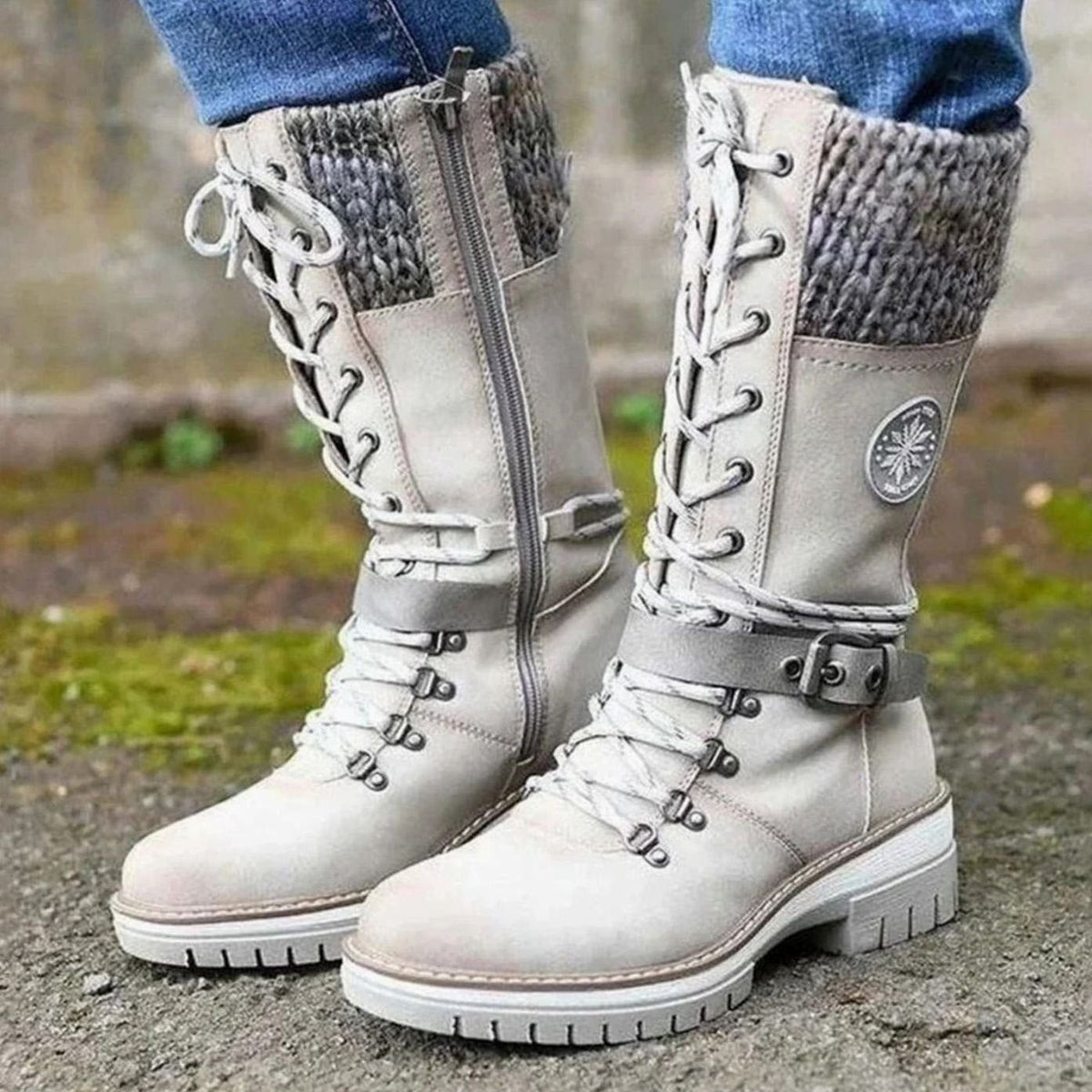Women's Knit-Cuff Tie-Front Mid-Calf Cold-Weather Boots – view 1