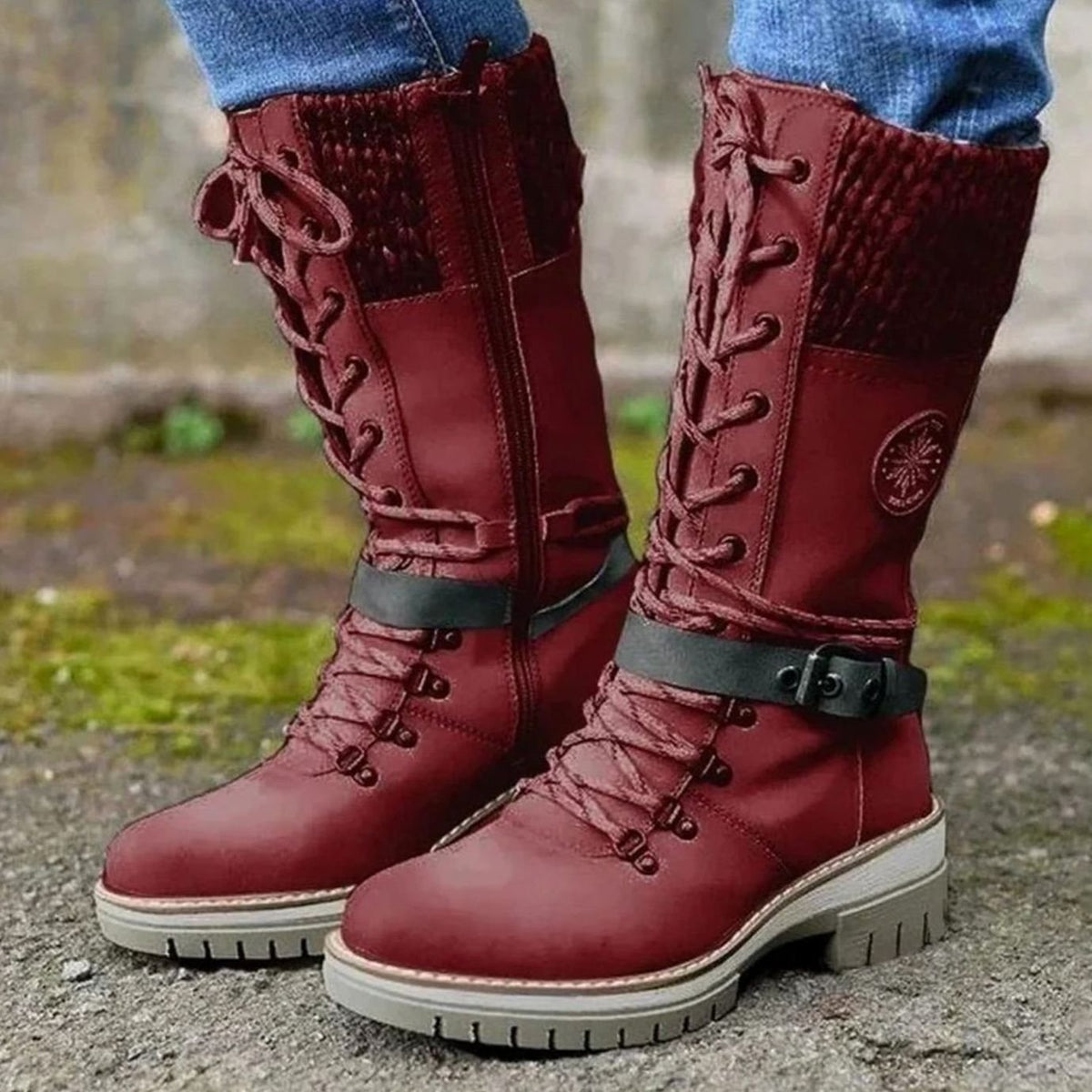 Women's Knit-Cuff Tie-Front Mid-Calf Cold-Weather Boots – view 2