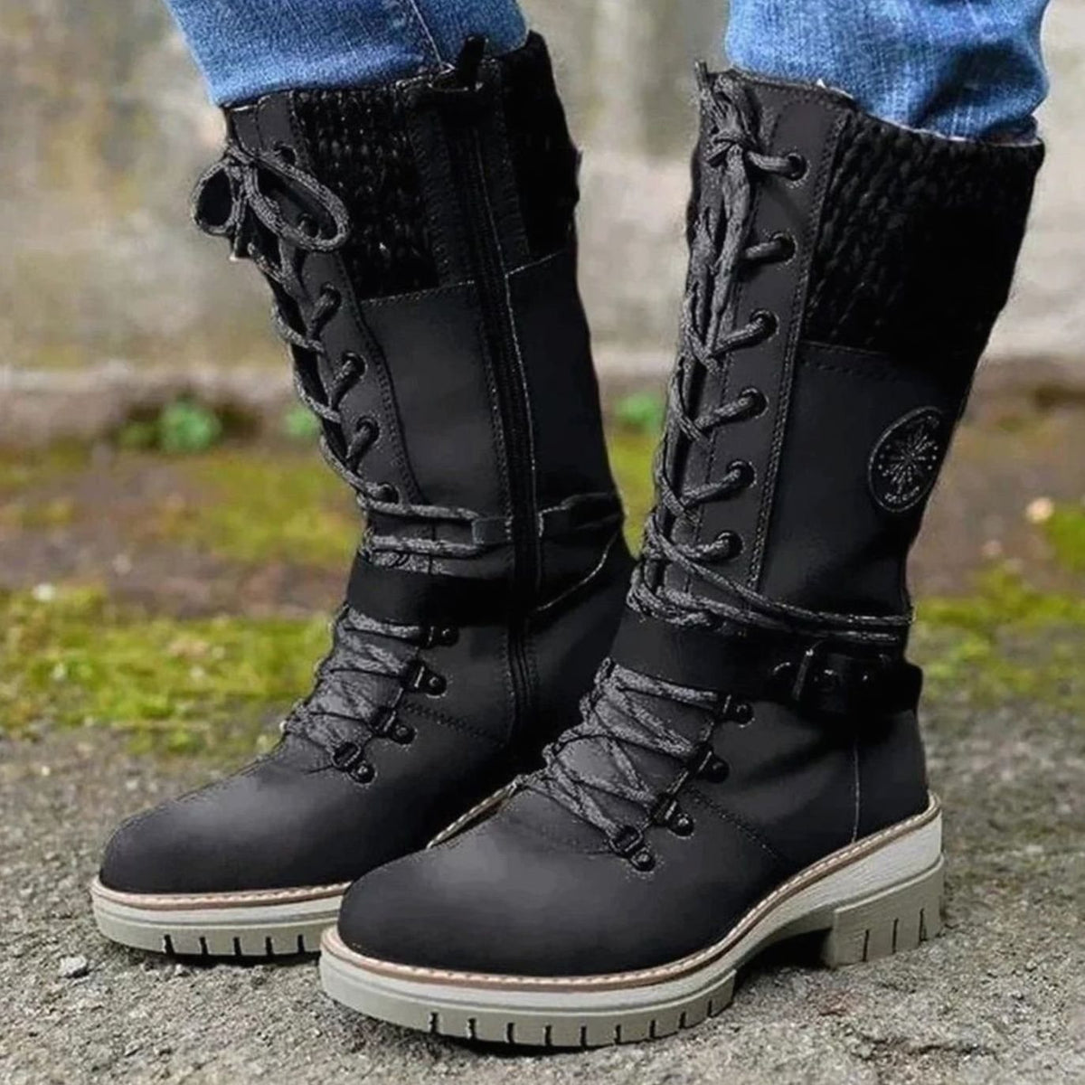 Women's Knit-Cuff Tie-Front Mid-Calf Cold-Weather Boots – view 6