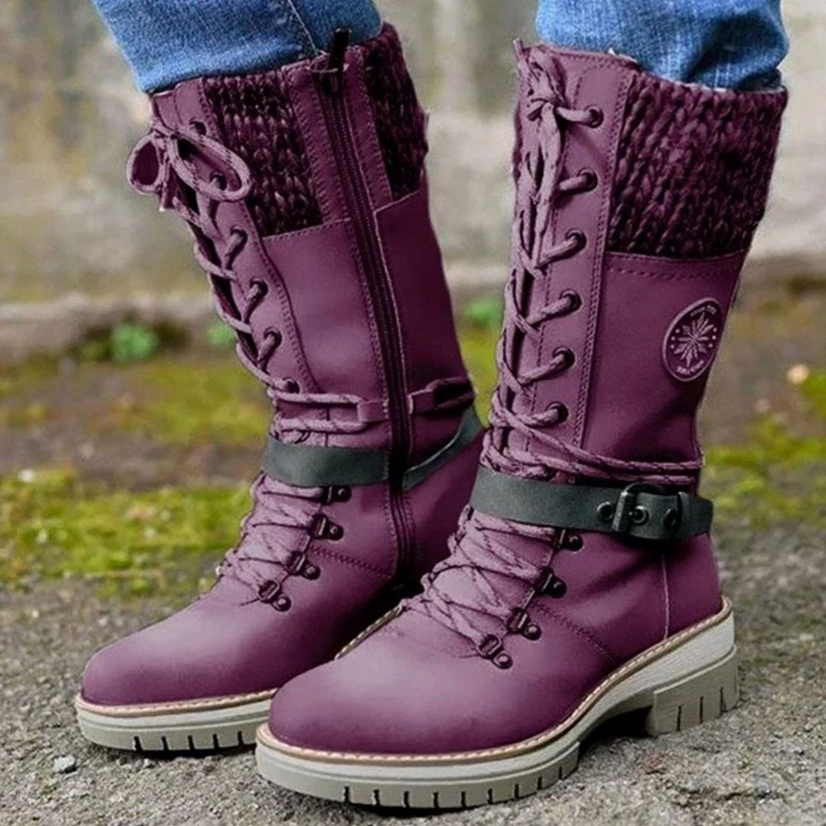 Women's Knit-Cuff Tie-Front Mid-Calf Cold-Weather Boots – view 7