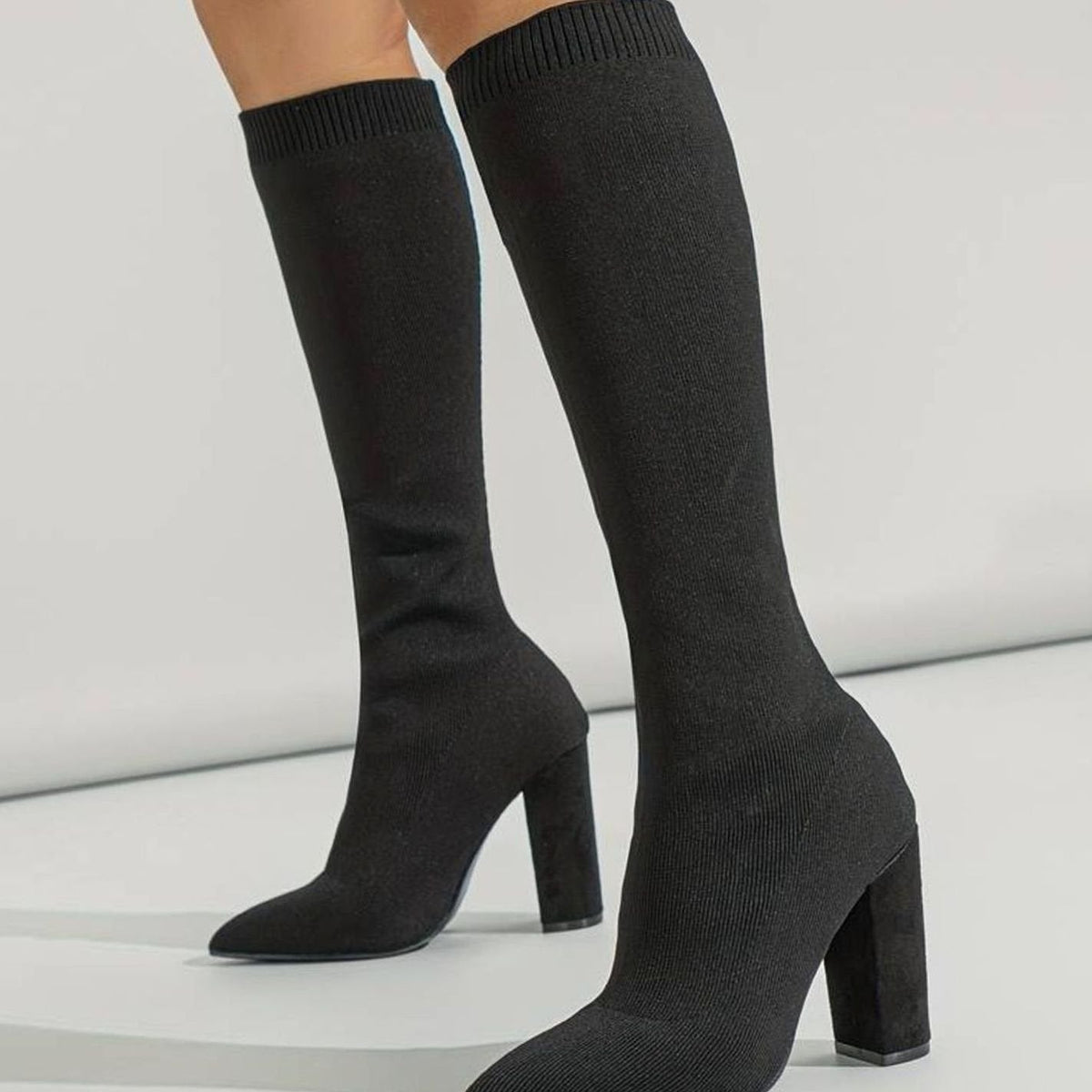 Women's Stretchy Knit Pointed-Toe Sock Boots – view 4