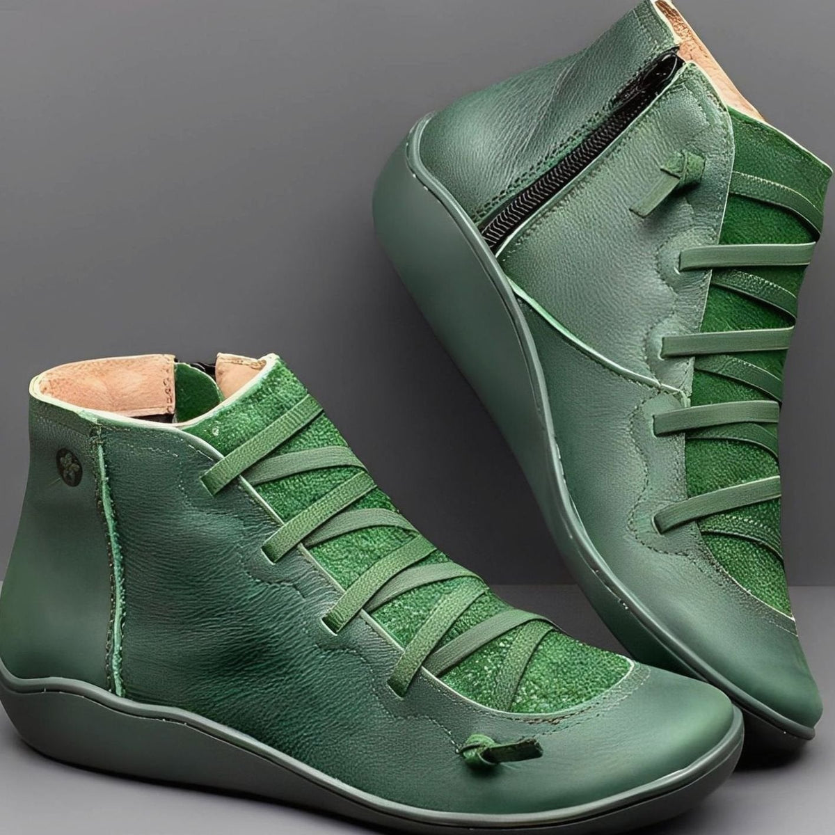 Women's Tie-Front Side-Zip Flat-Sole Booties – view 1