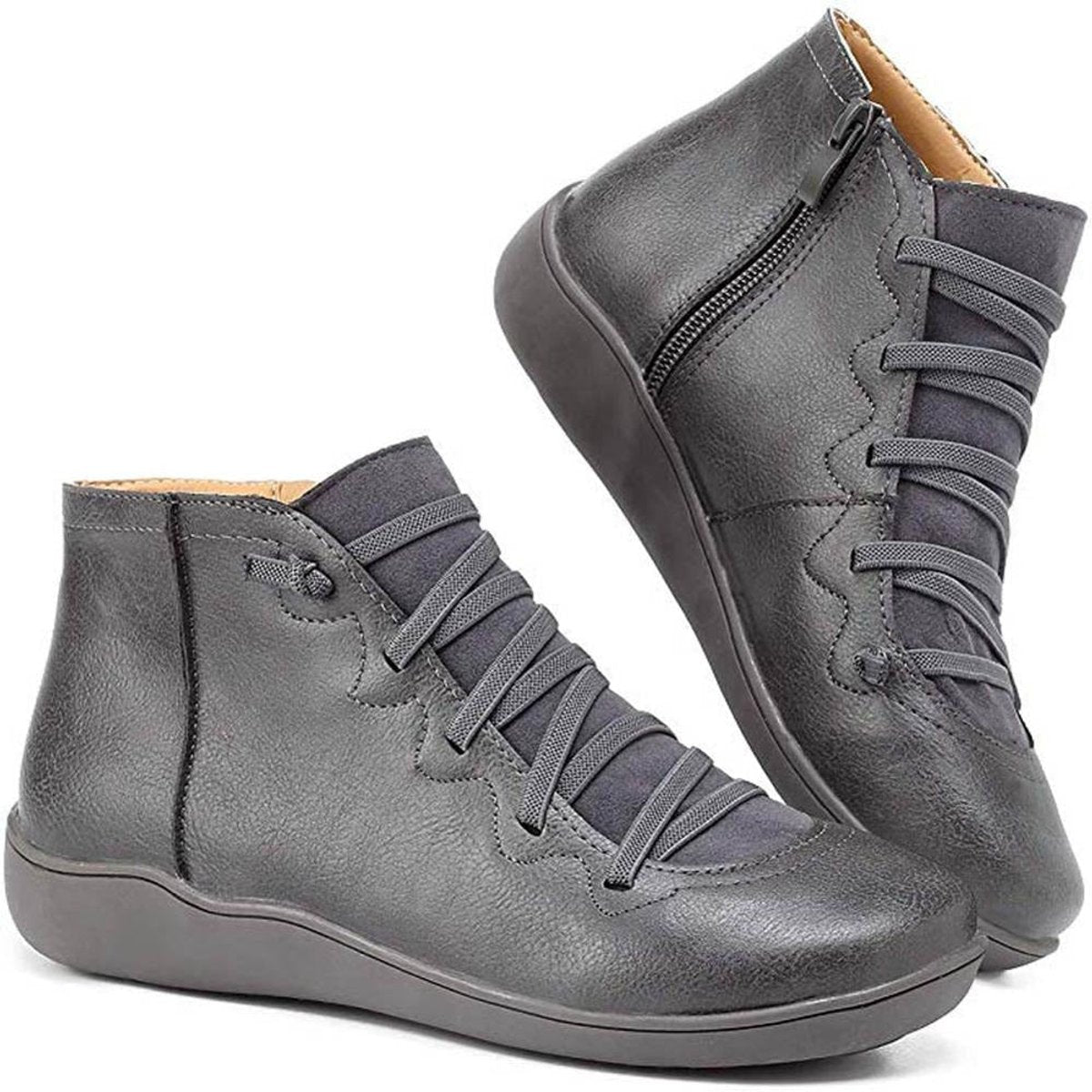 Women's Laced Side-Zip Leather Booties – view 4