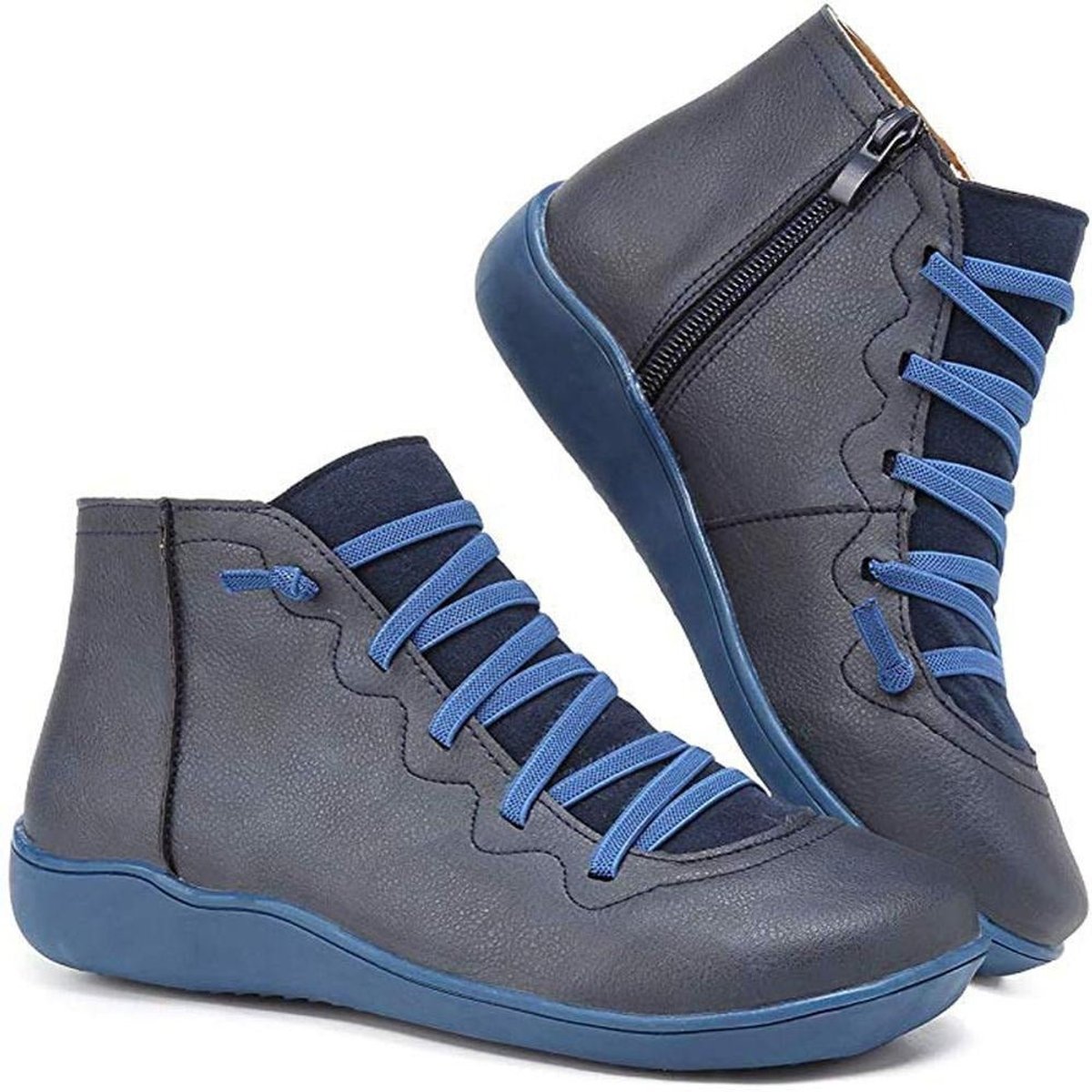 Women's Laced Side-Zip Leather Booties – view 5