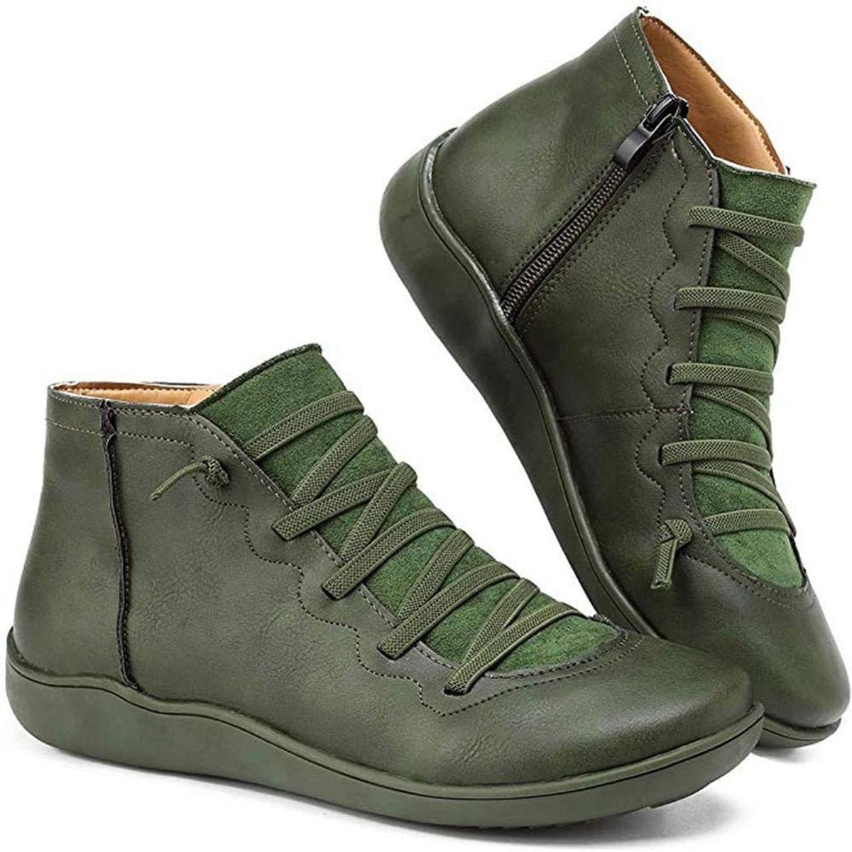 Women's Laced Side-Zip Leather Booties – view 6