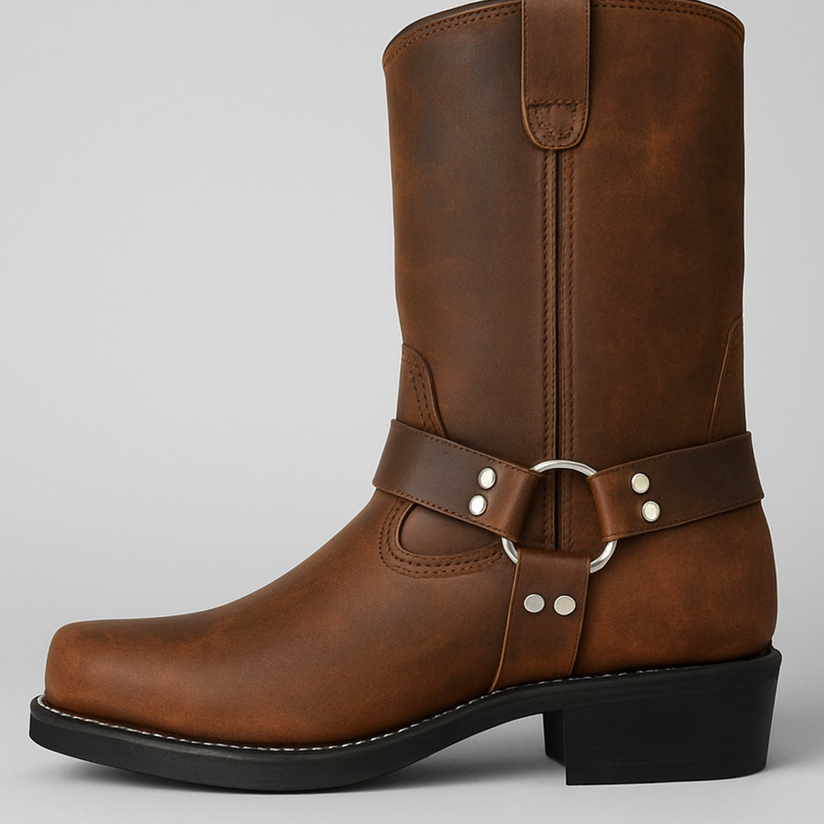 Women's Square-Toe Leather Western Harness Boots for Winter – view 1