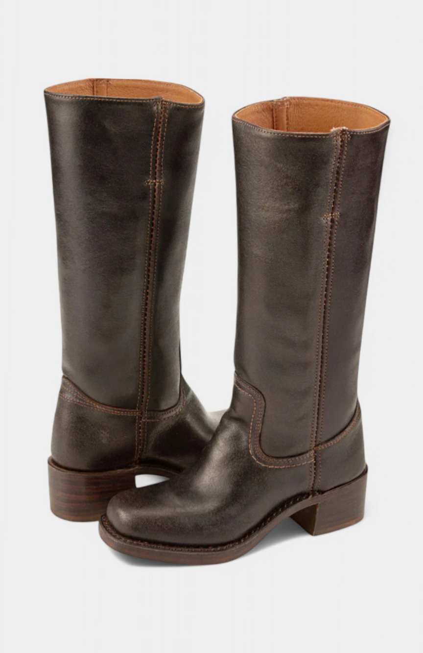 Women's Smooth Leather Stacked-Heel Tall Boots for Weekends – view 6