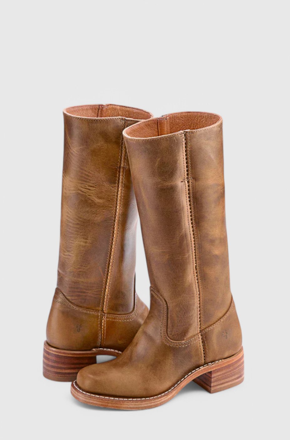 Women's Smooth Leather Stacked-Heel Tall Boots for Weekends – view 7