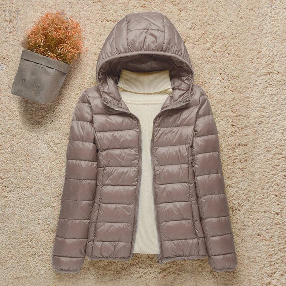 Women's Light-Weight Packable Puffer Jacket – Taupe