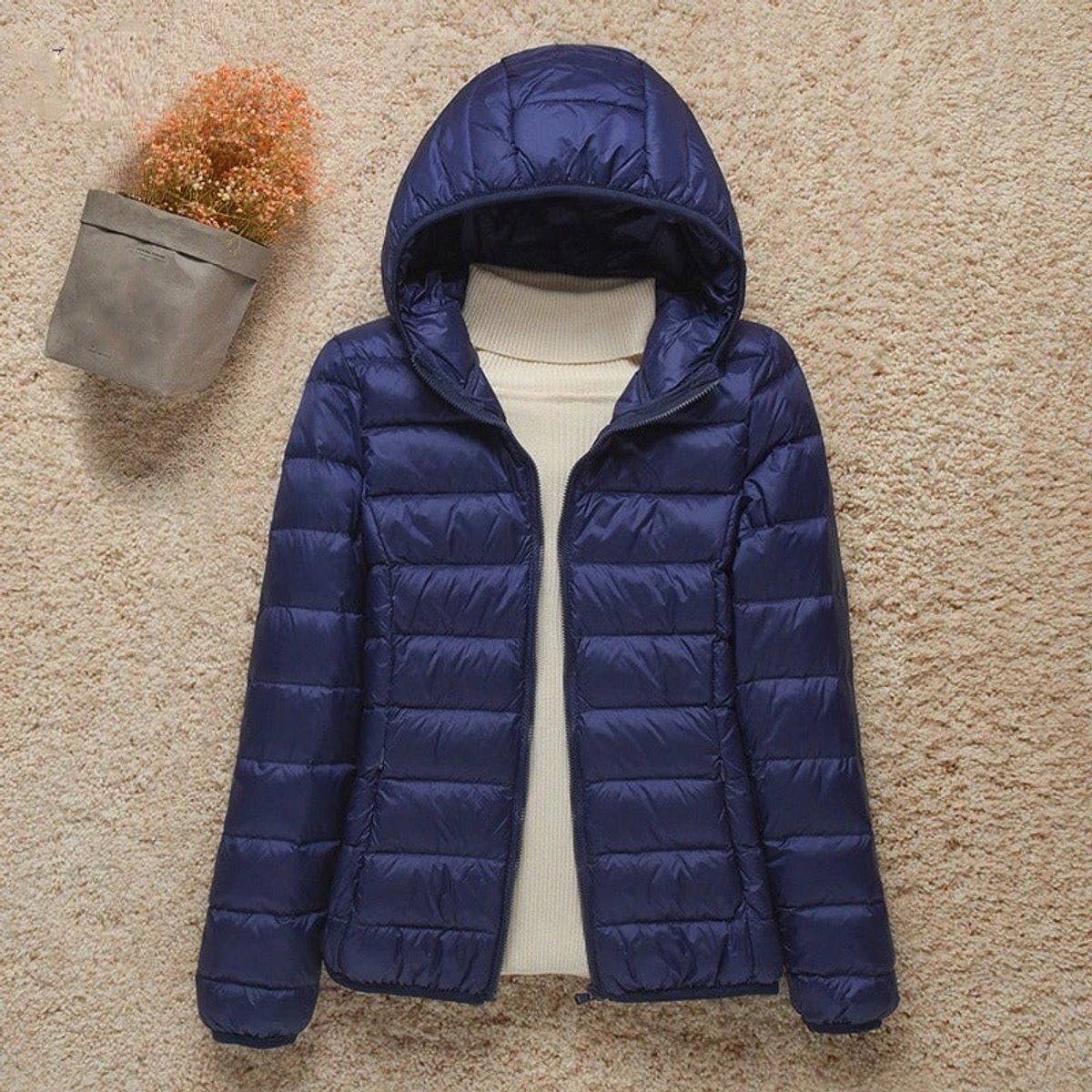 Women's Light-Weight Packable Puffer Jacket – Navy Blue