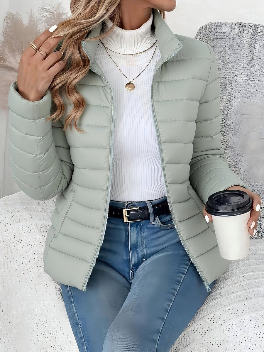 Women's Light-Weight Padded Puffer Coat with Stand Collar – view 1