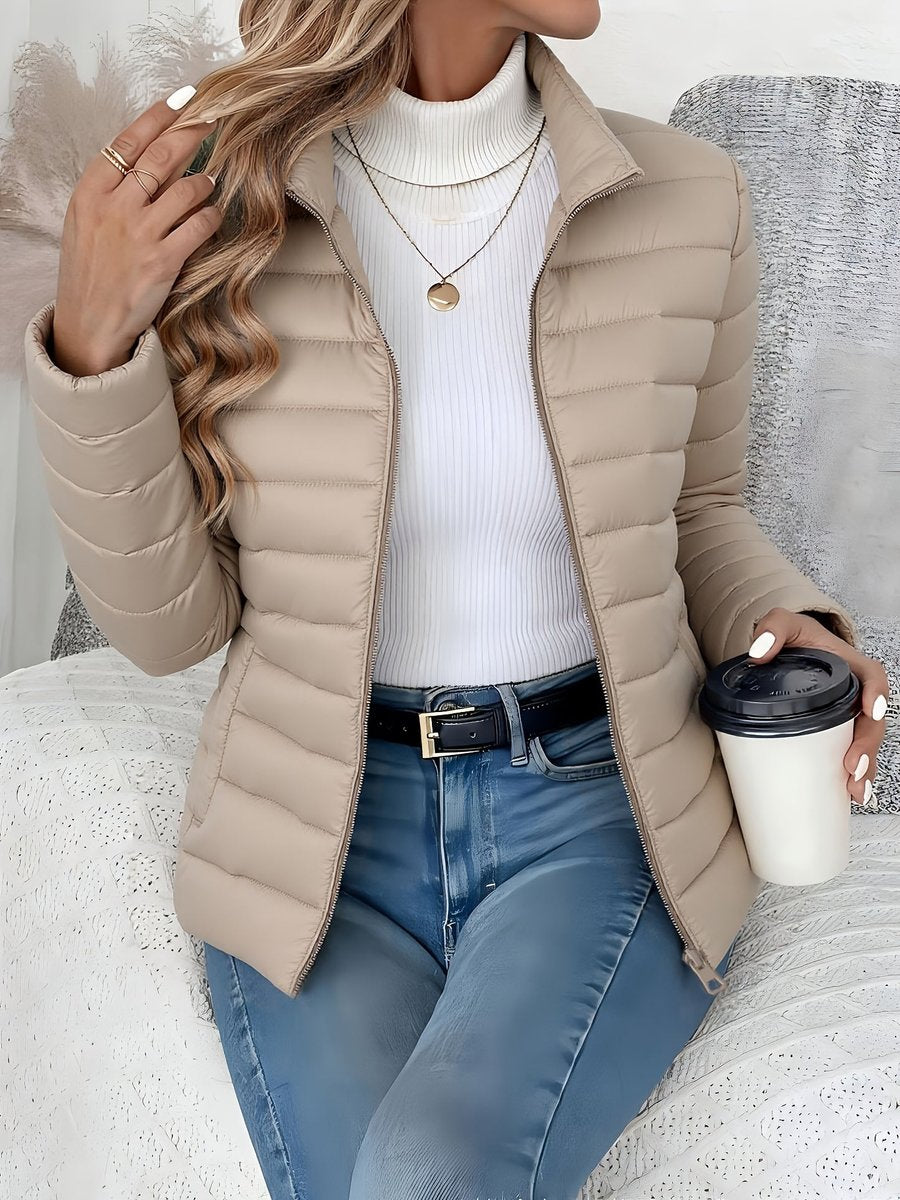 Women's Light-Weight Padded Puffer Coat with Stand Collar – view 5