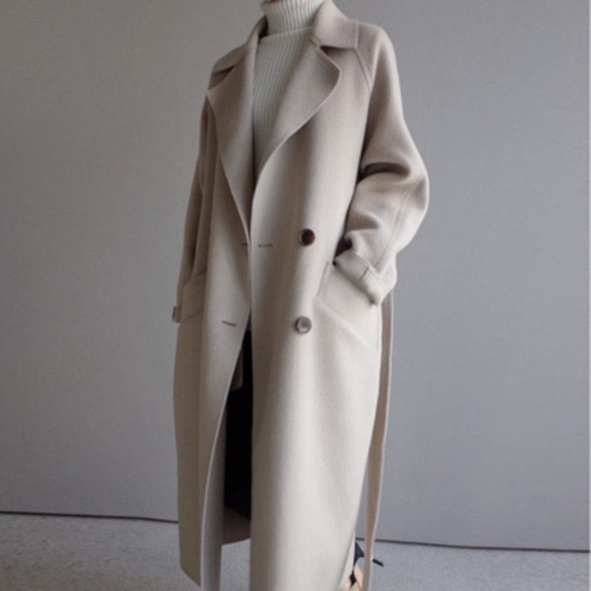Women's Long Double-Breast Plush Knit Coat – view 1