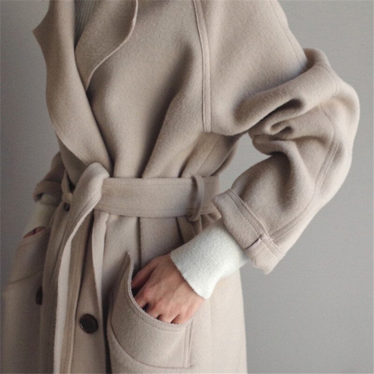 Women's Long Double-Breast Plush Knit Coat – view 2