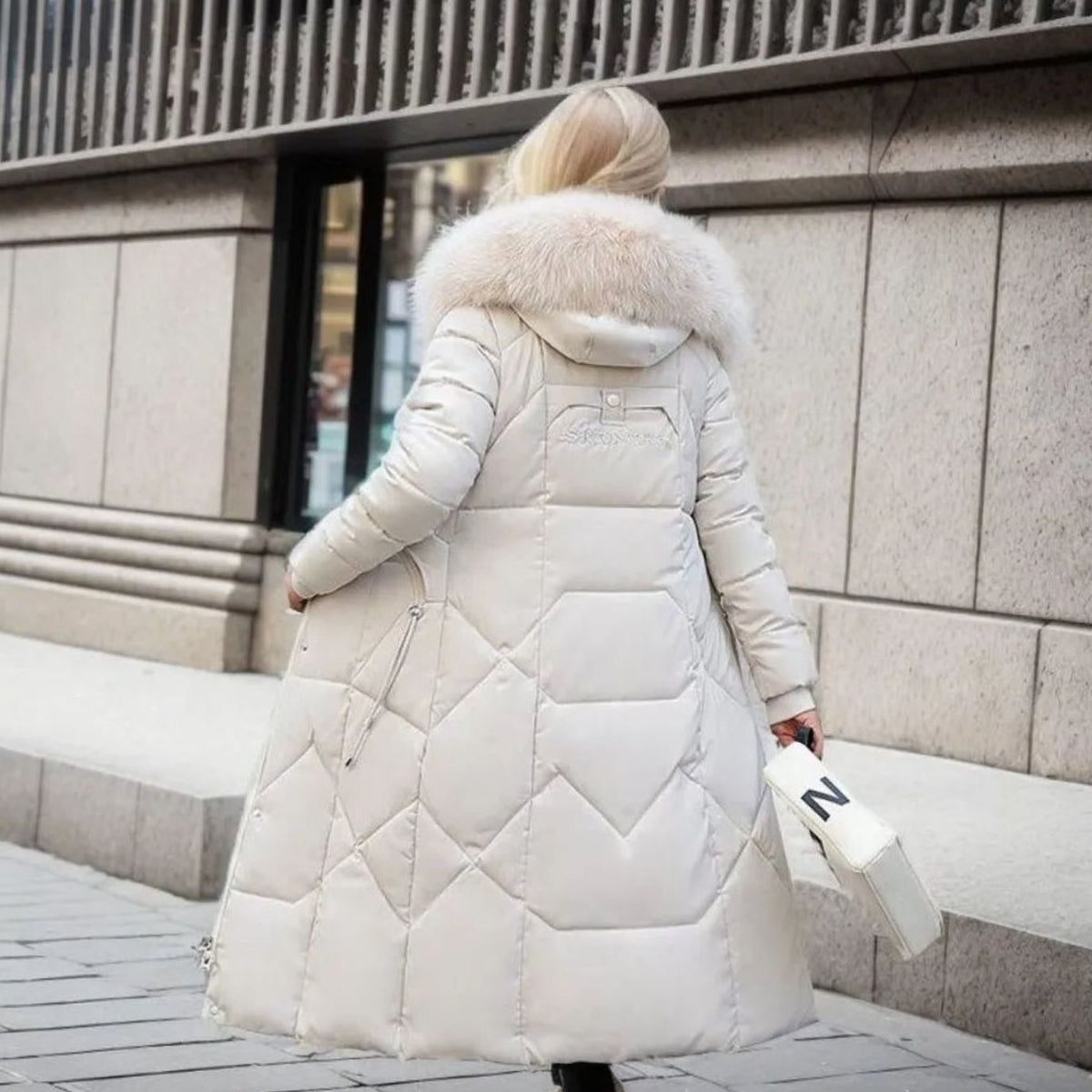 Women's Plush-Fur Trim Hood-Detail Knee-Length Coat – view 4