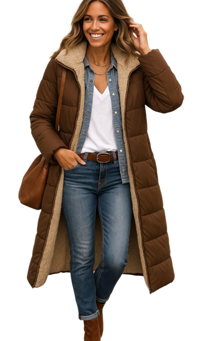 Women's Sherpa-Backed Open-Style Calf-Length Coat – view 6
