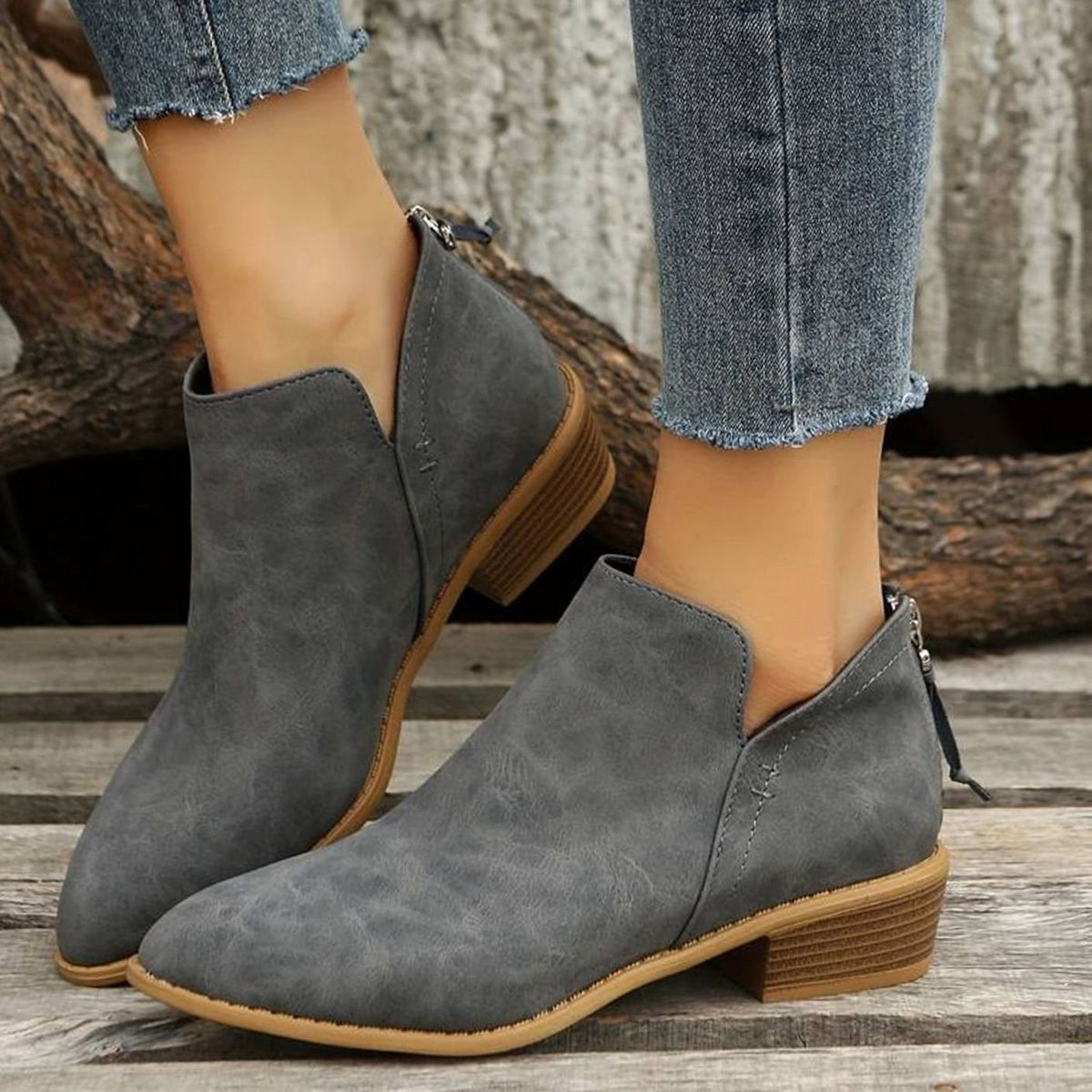 Women's Pointed-Toe Low Block-Heel Booties – view 2