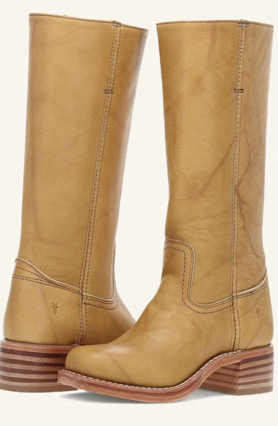 Women's Stacked-Heel Leather Western Boots for Evening Wear – Yellow