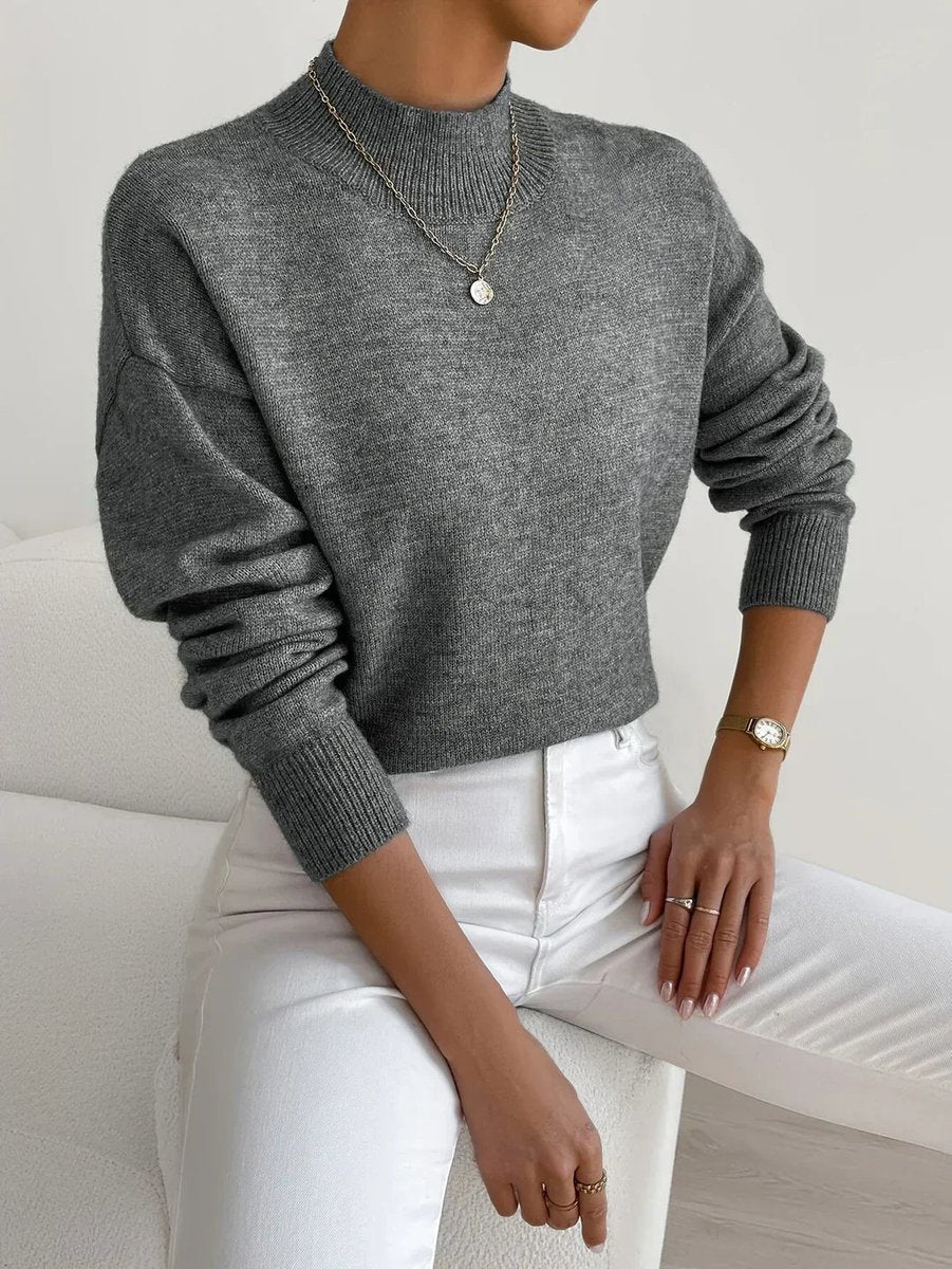 Women's Mock-Neck Oversized Knit Roll-Neck Pullover – view 10