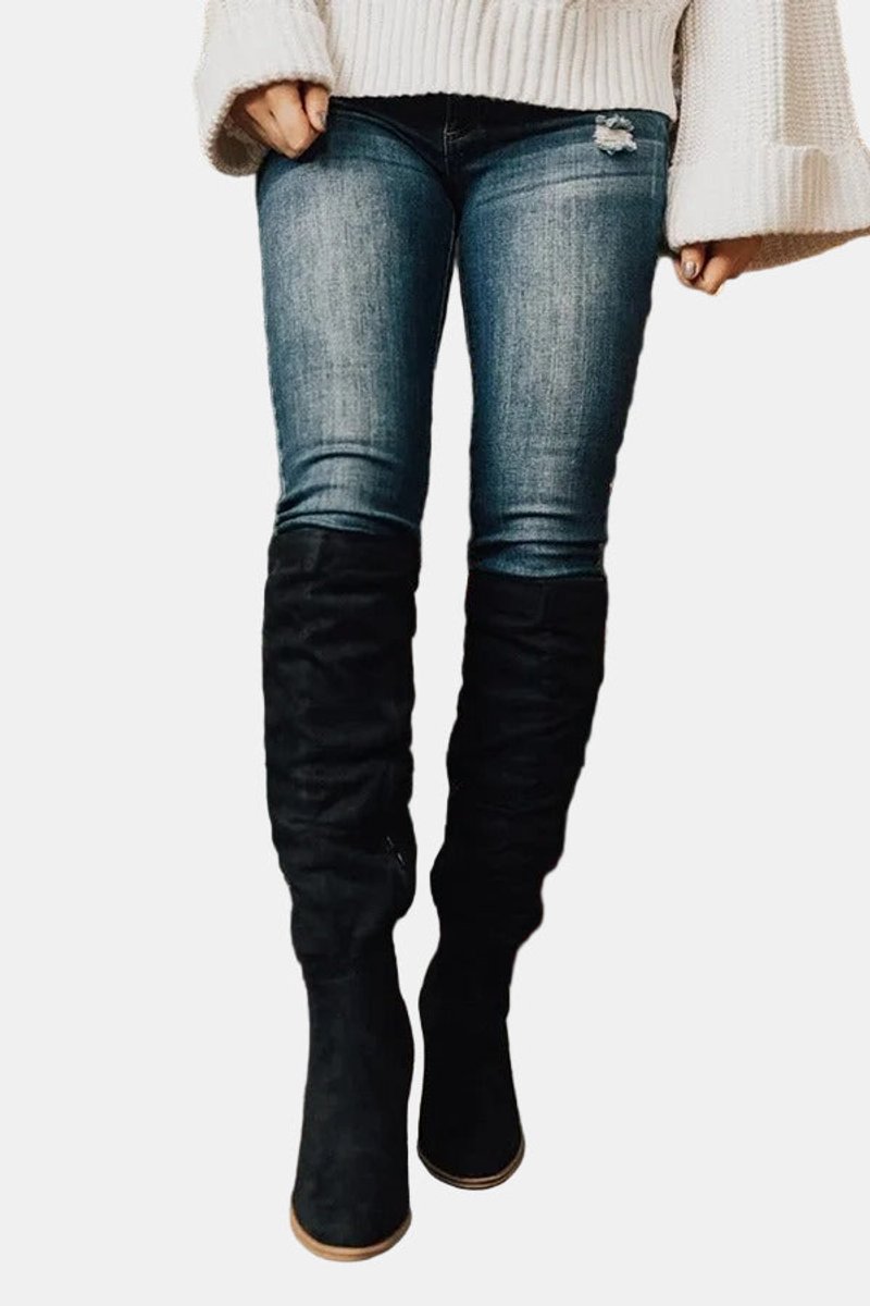 Women's Over-The-Knee Block-Heel Stretchy Booties – view 4