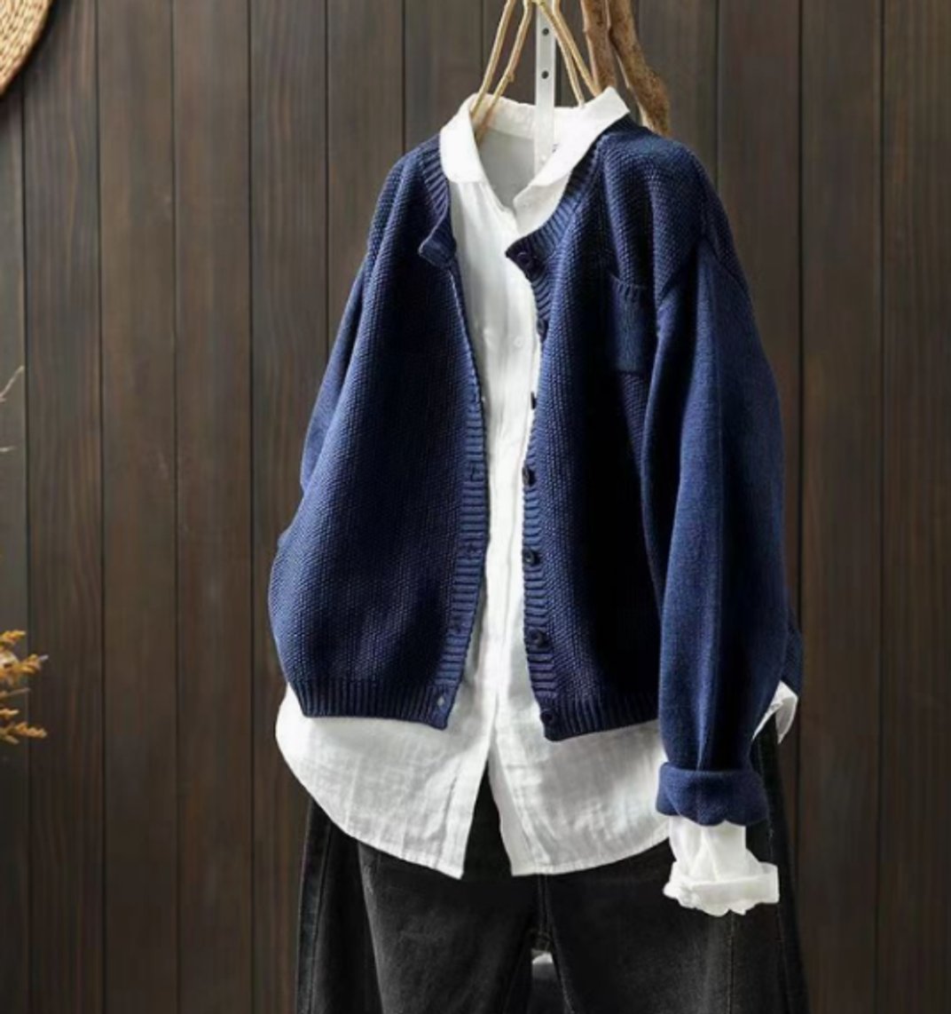 Women's Relaxed-Fit Button-Front Knit Cardigan Pullover – view 6