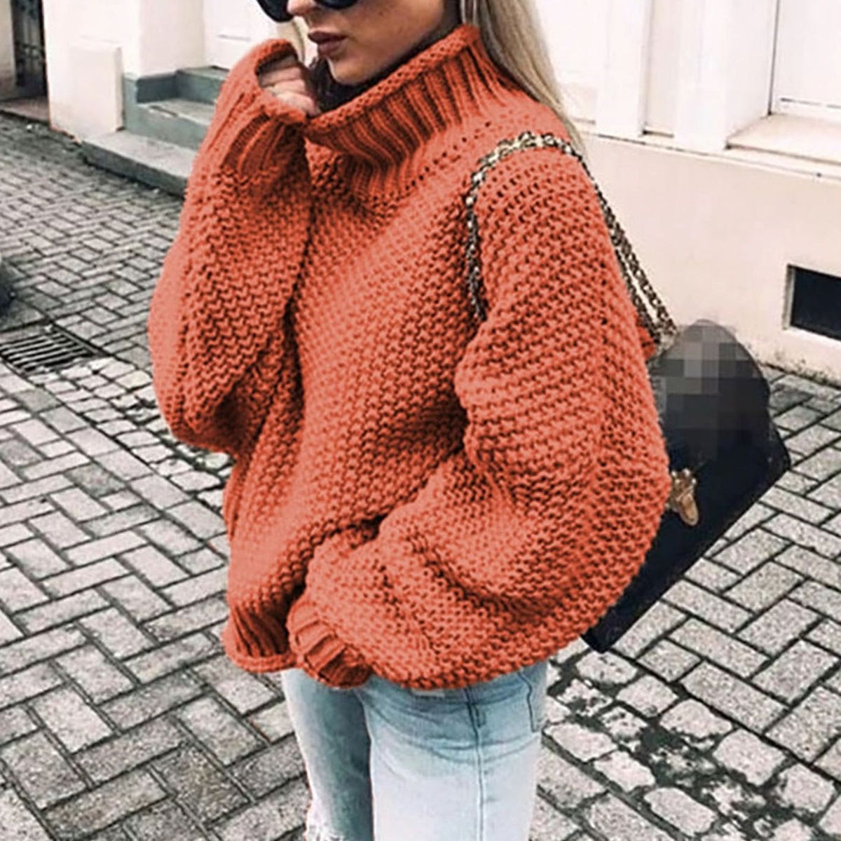 Women's Chunky-Knit Foldover Roll-Neck Pullover – view 6