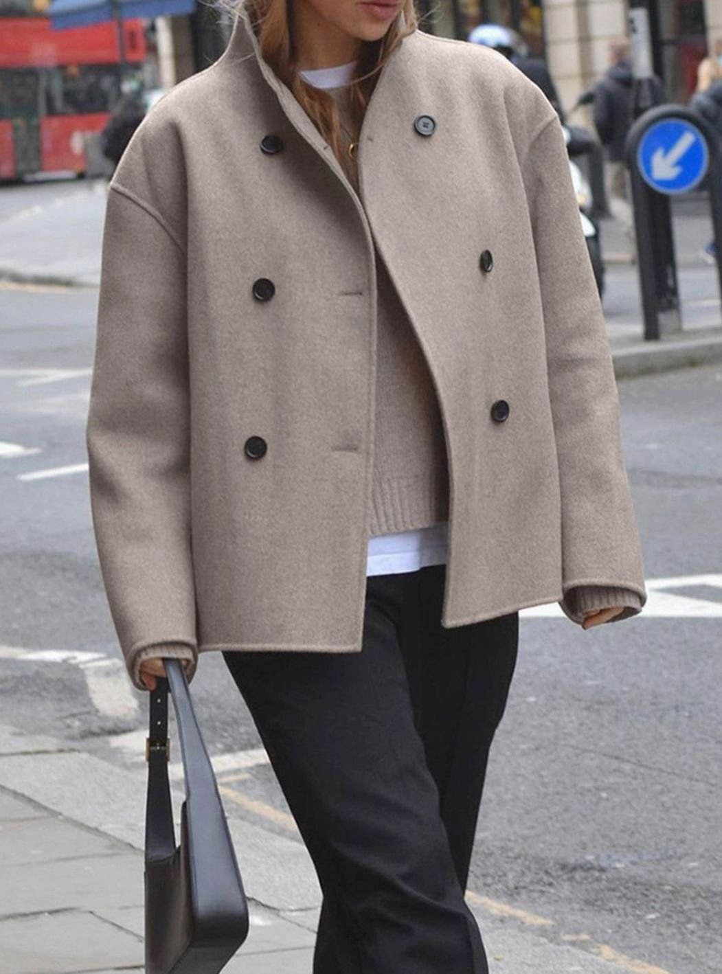 Women's Loose-Fit Double-Breast Hip-Length Coat – view 5