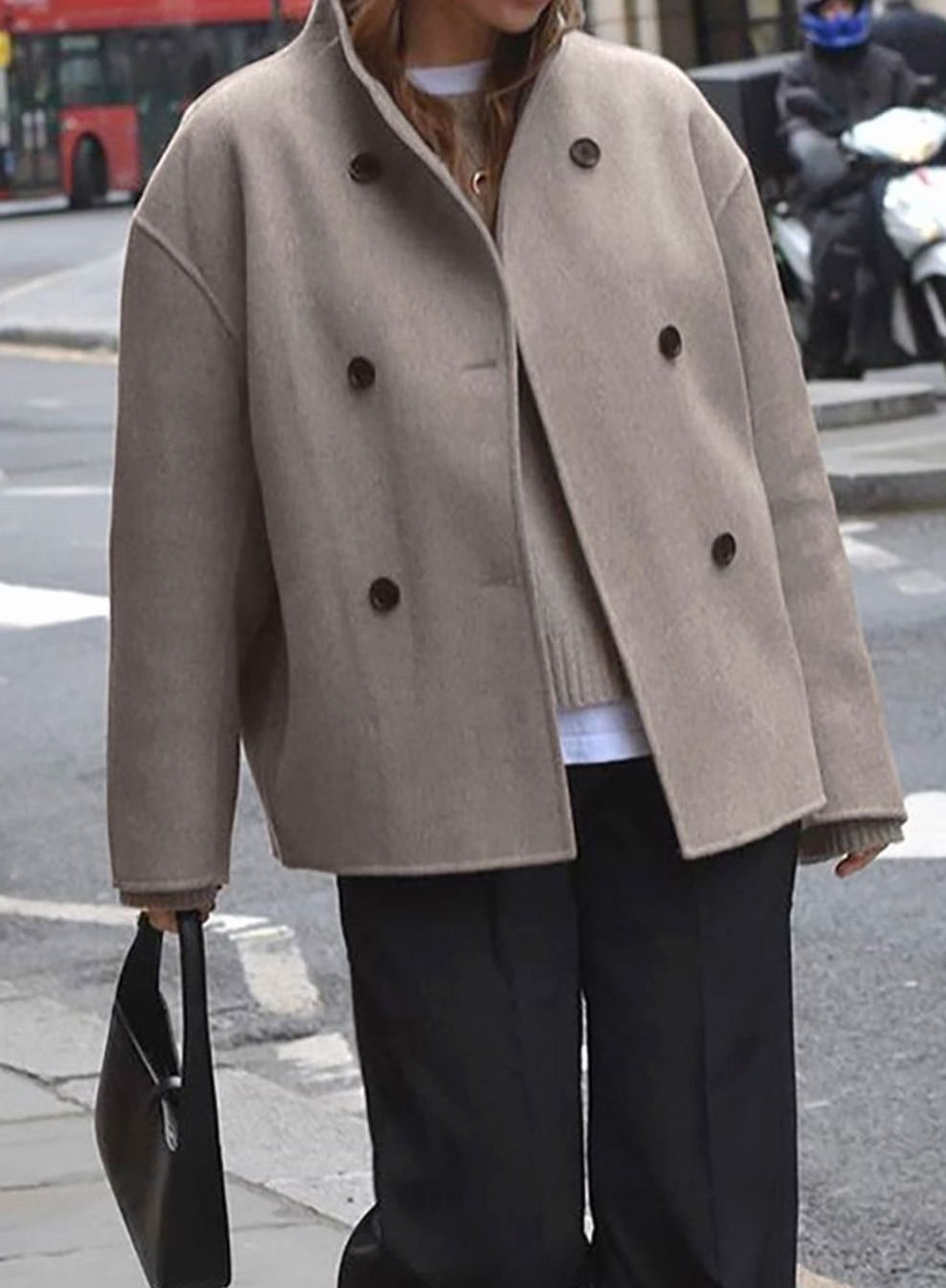 Women's Loose-Fit Double-Breast Hip-Length Coat – view 6