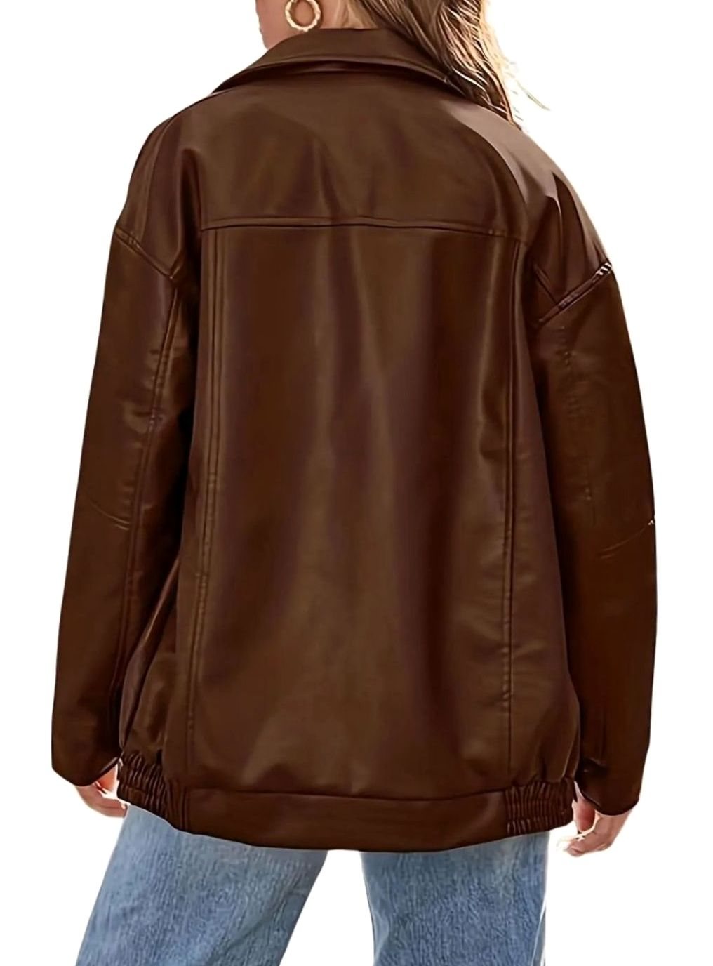 Women's Leather-Look Full-Zip Bomber Jacket – view 4