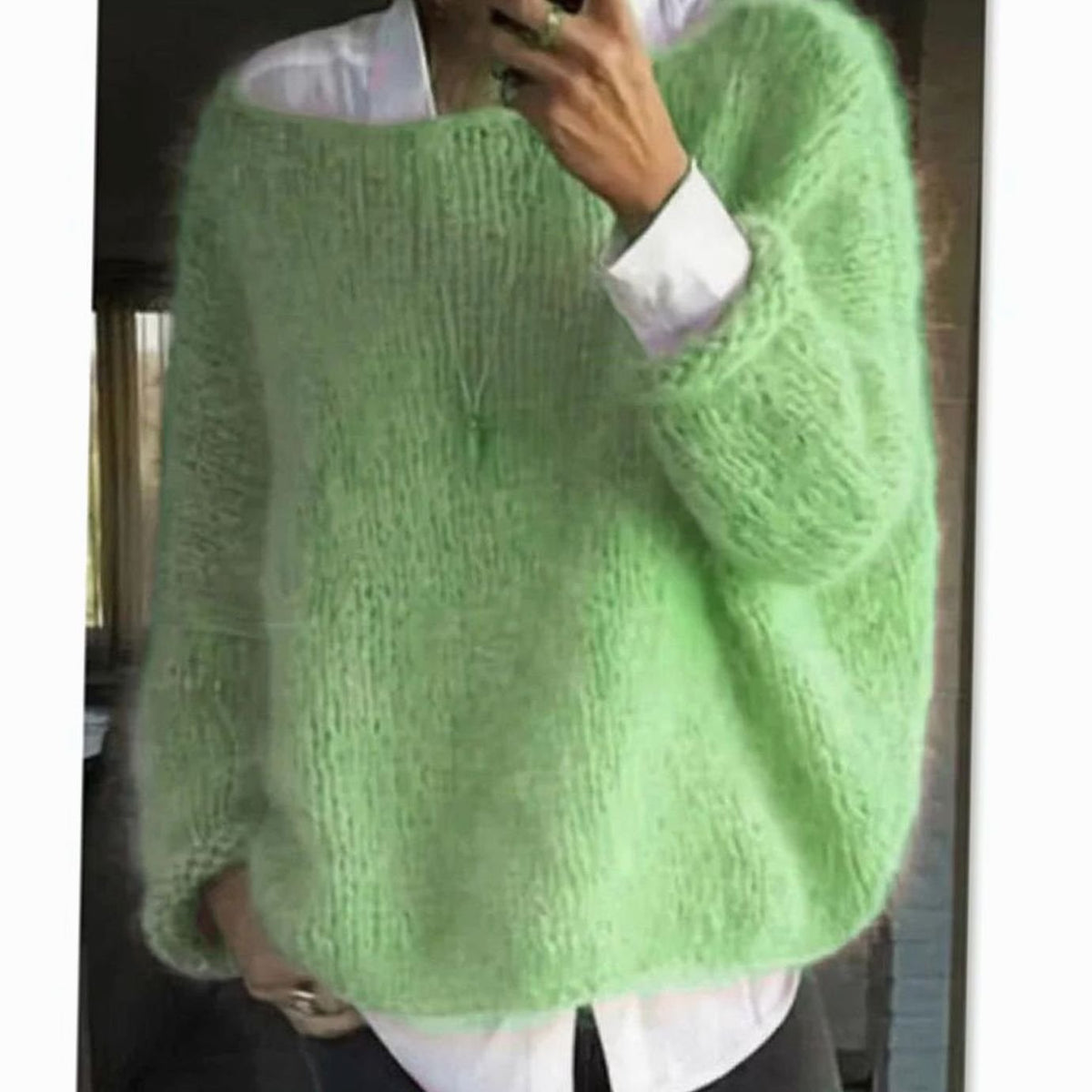 Women's Loose-Fit Fuzzy Knit Long-Sleeve Sweater – view 11