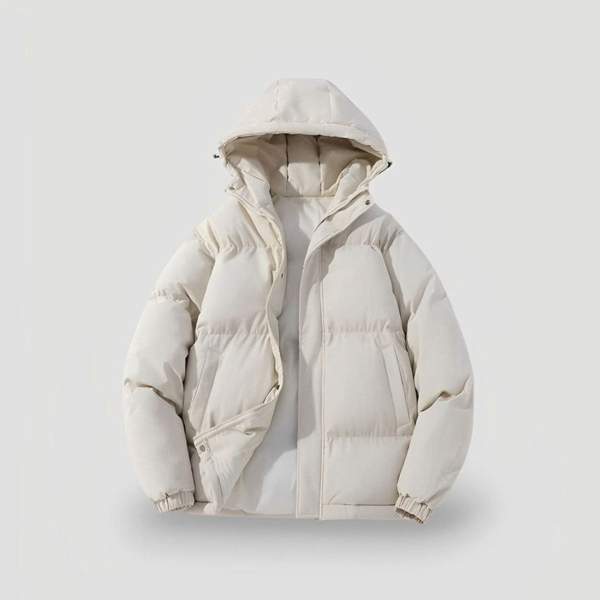 Women's Relaxed-Fit Hood-Detail Puffer Jacket – White