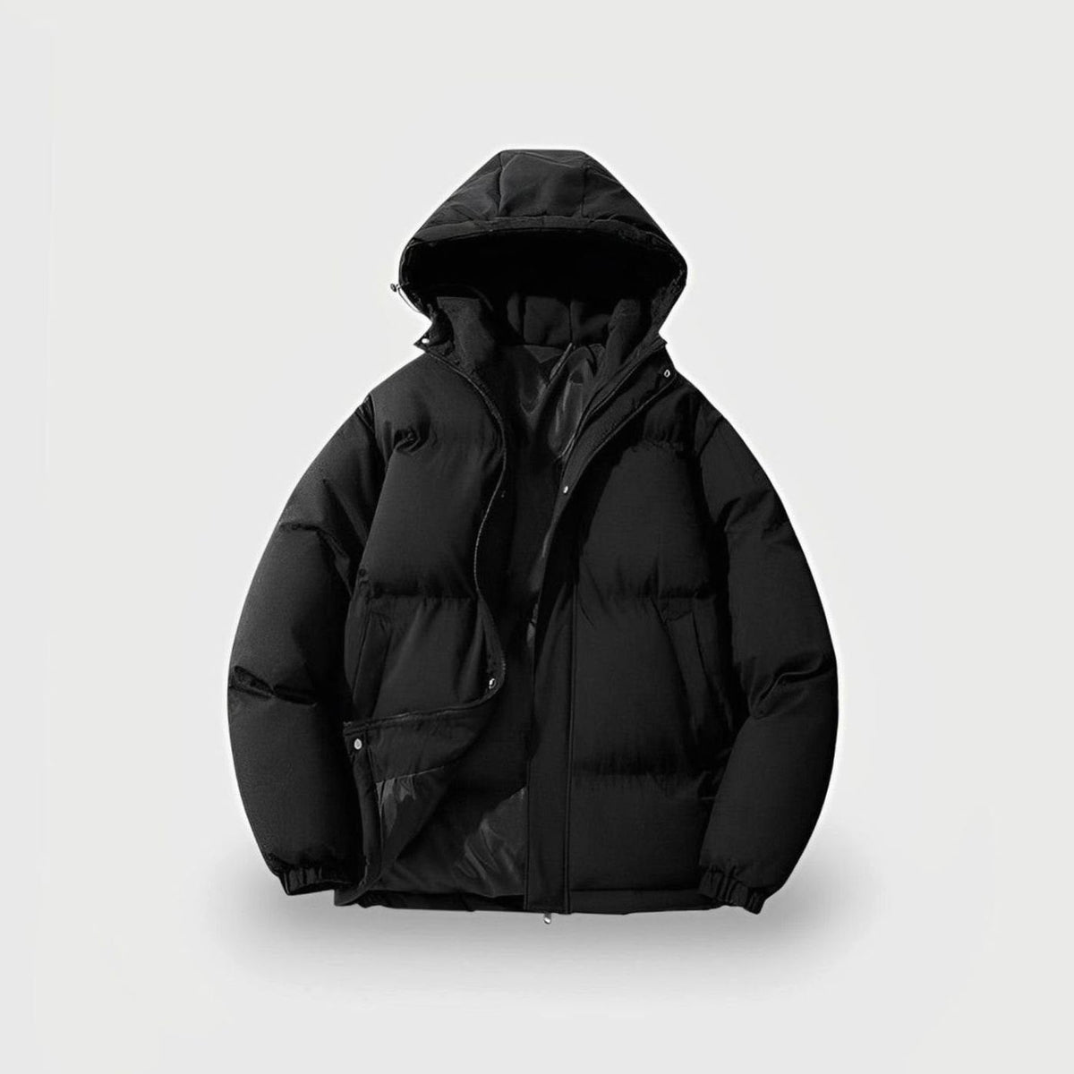 Women's Relaxed-Fit Hood-Detail Puffer Jacket – Black