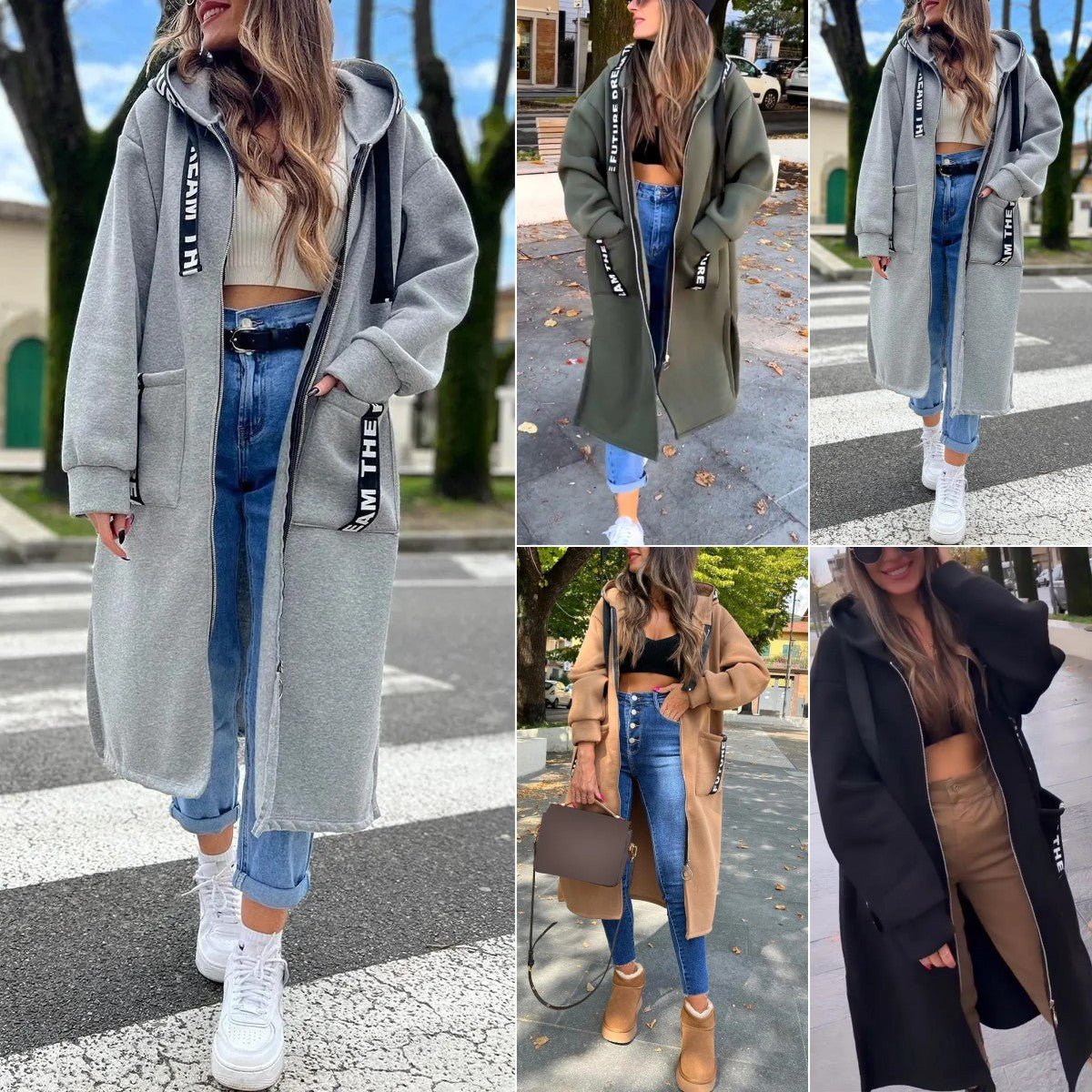 Women's Loose-Fit Longline Hood-Detail Full-Zip Coat – view 3